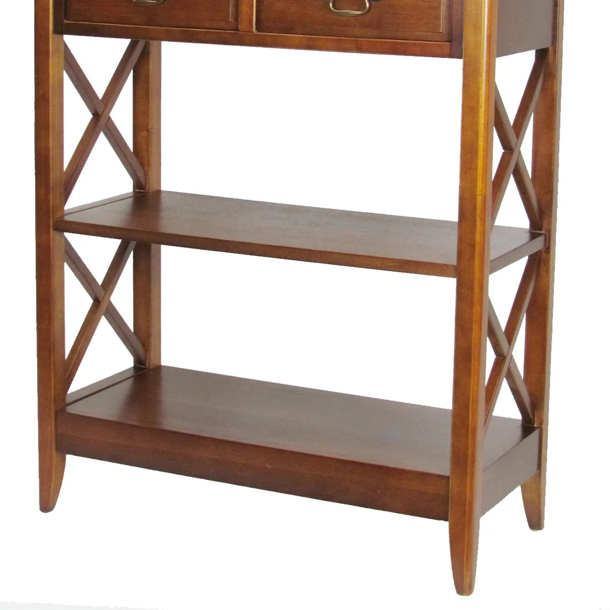 Benzara 2 Drawer Wooden Accent Table With X Shape Sides, Brown BM229414 - Image 3