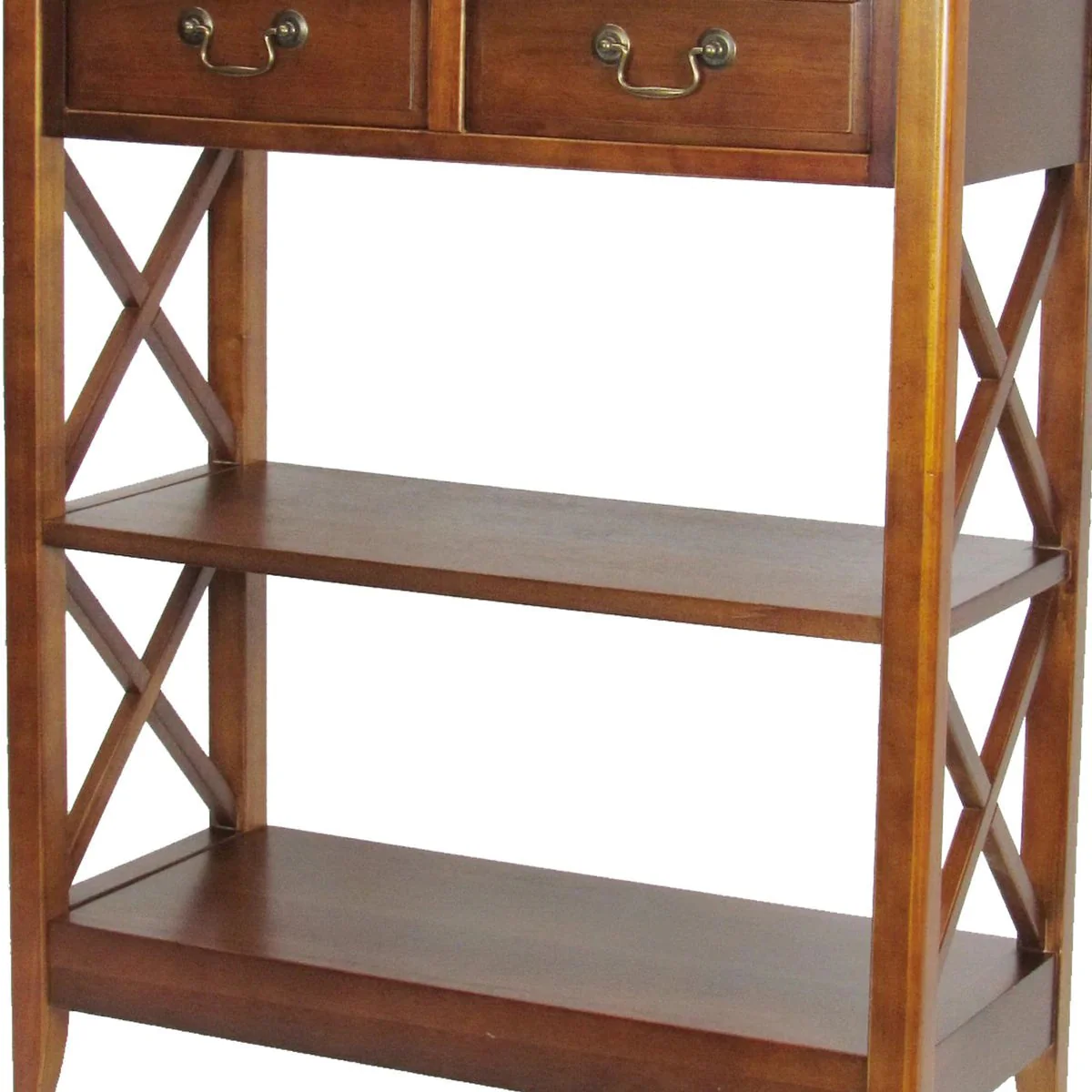 Benzara 2 Drawer Wooden Accent Table With X Shape Sides, Brown BM229414 - Image 4
