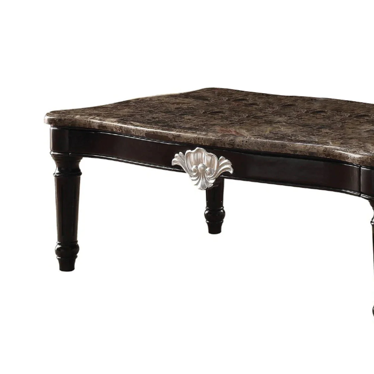 Benzara 21" Rectangular Textured Marble Top Coffee Table, Brown BM186985 - Image 3