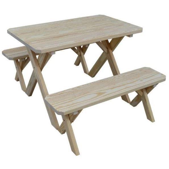 A & L Furniture Yellow Pine Cross-leg Table Only Unfinished