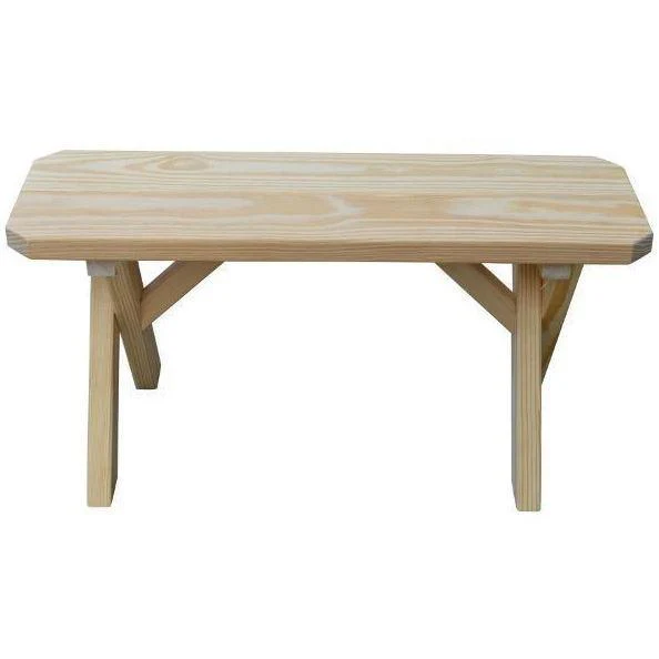 A & L Furniture Yellow Pine Wood Dining Rustic Farmhouse Crossleg Bench - Image 3