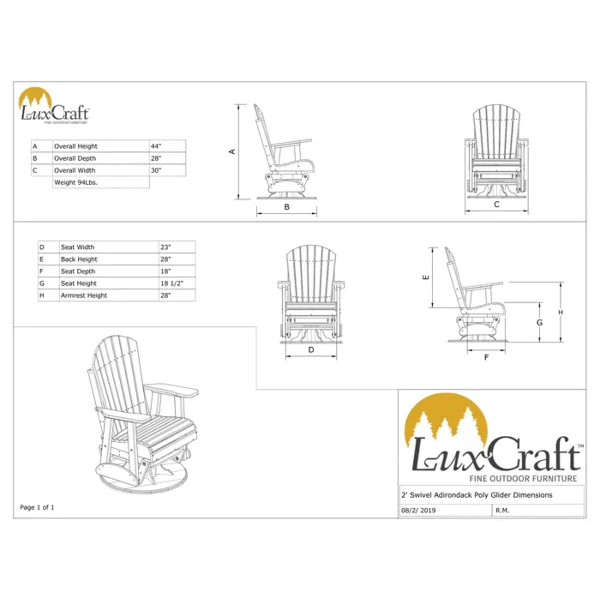 LuxCraft 2' Adirondack Swivel Glider Chair - Image 2