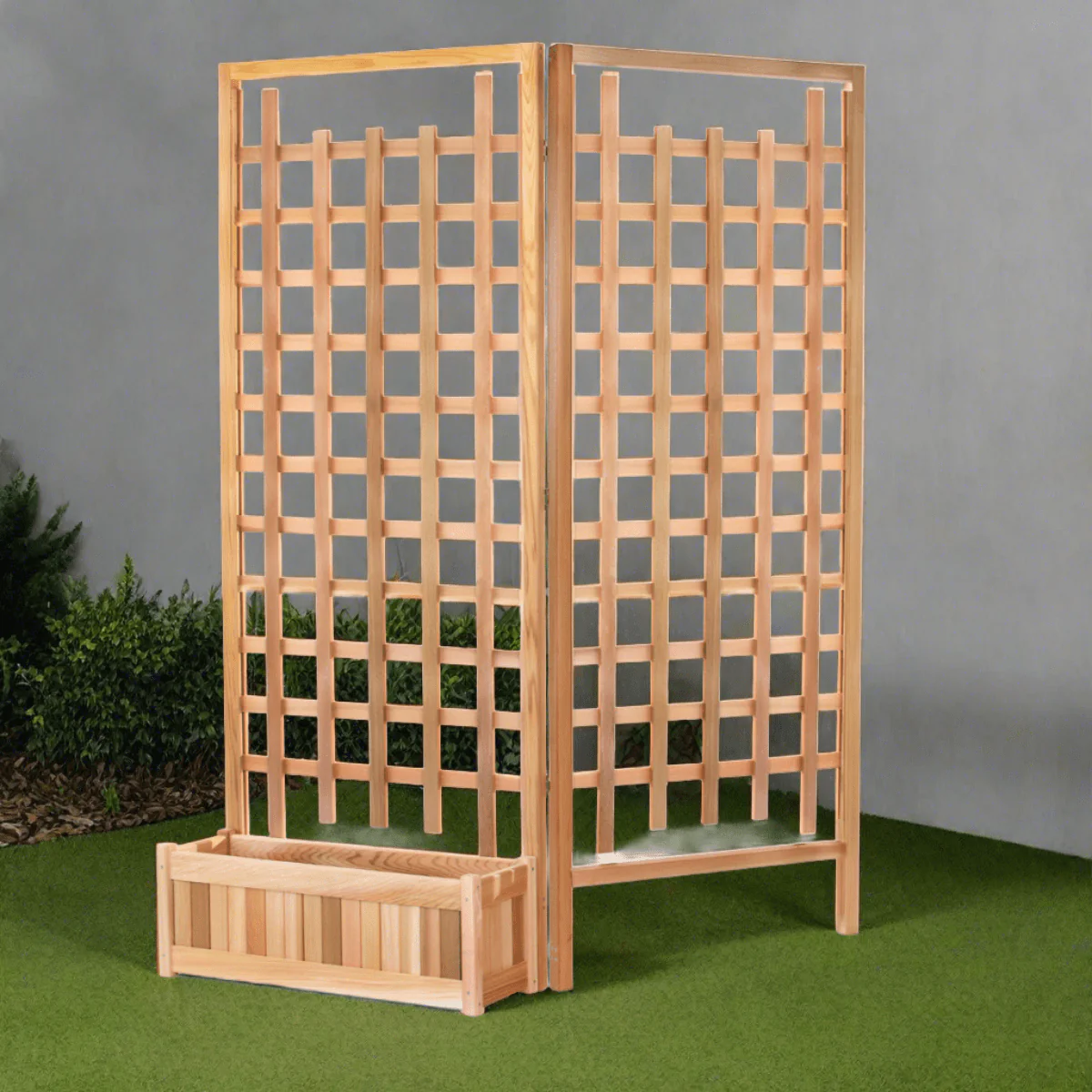 All Things Cedar 32w x 11d x 12h Planter Box with Trellis Privacy Screens Set PL30-Set