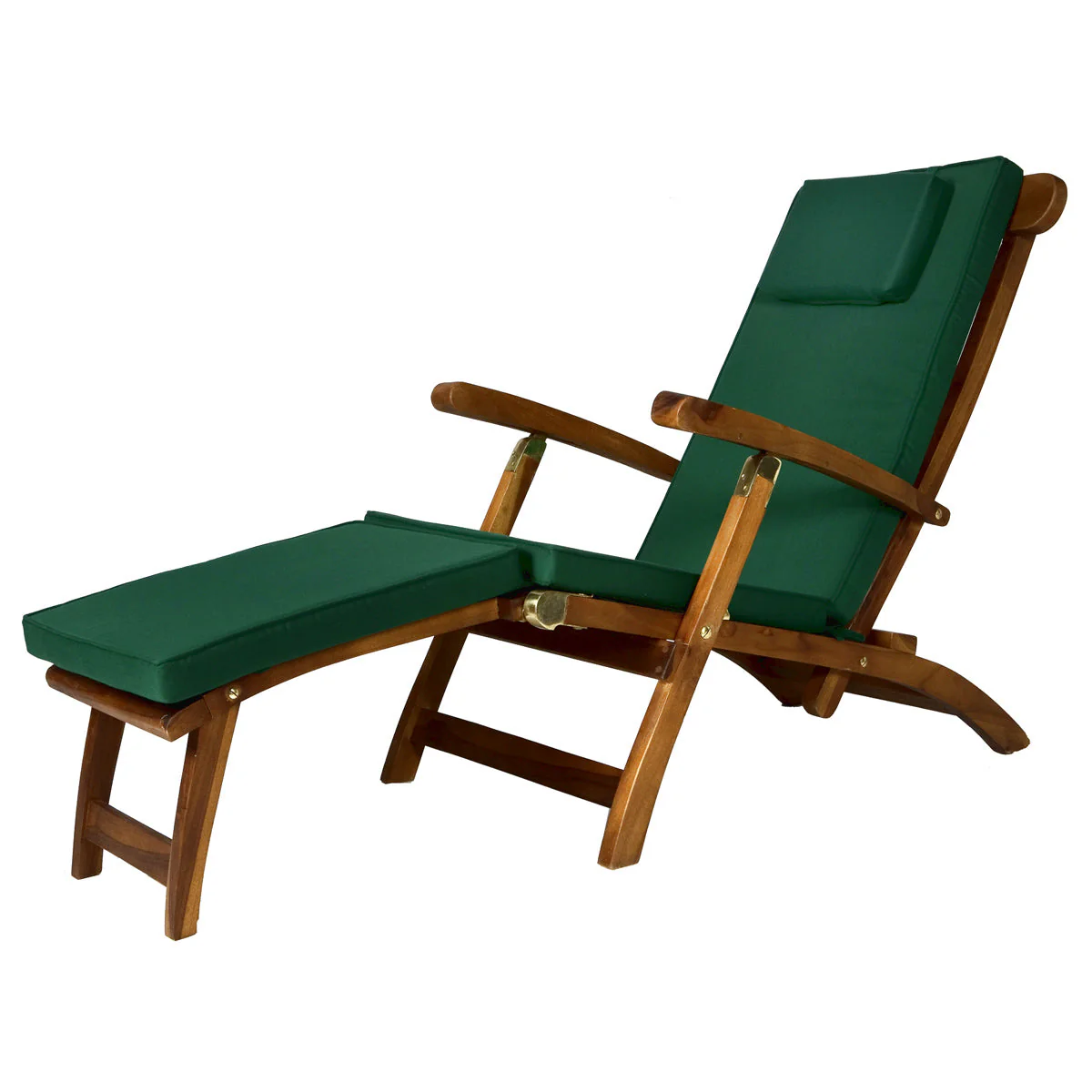 All Things Cedar 5-Position Steamer Chair with Green Cushions TF53-G - Image 2