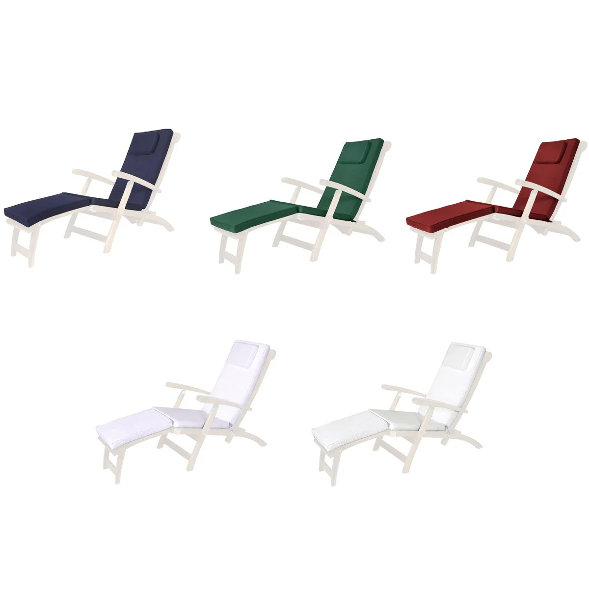 All Things Cedar 5-Position Steamer Chair with Royal White Cushions TF53-RW - Image 5