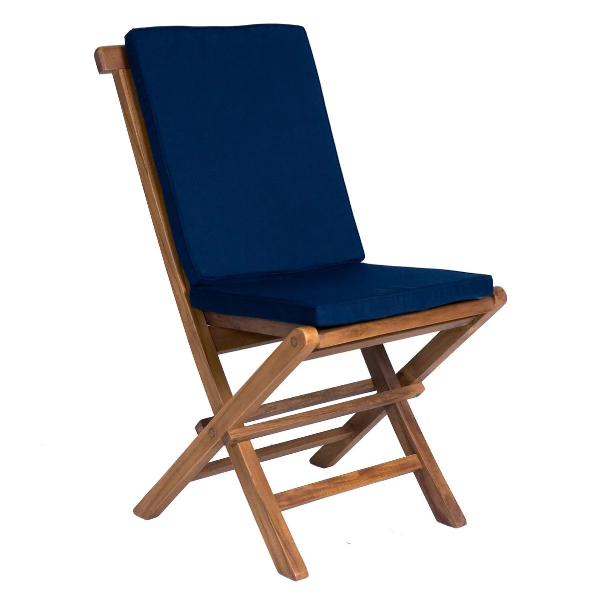 All Things Cedar 9-Piece Butterfly Extension Table Folding Chair Set with Blue Cushions TD72-22-B - Image 5