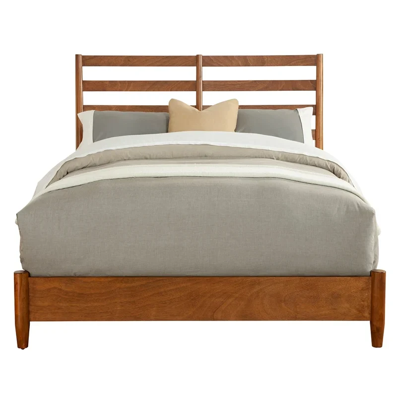 Alpine Furniture Flynn Retro California King Bed w/Slat Back Headboard, Acorn 1066-27CK - Image 2