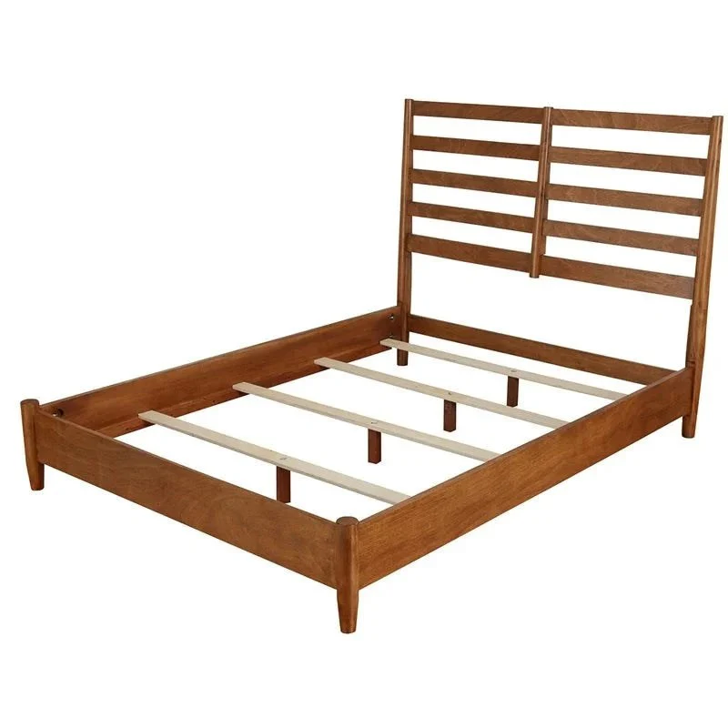Alpine Furniture Flynn Retro California King Bed w/Slat Back Headboard, Acorn 1066-27CK - Image 4