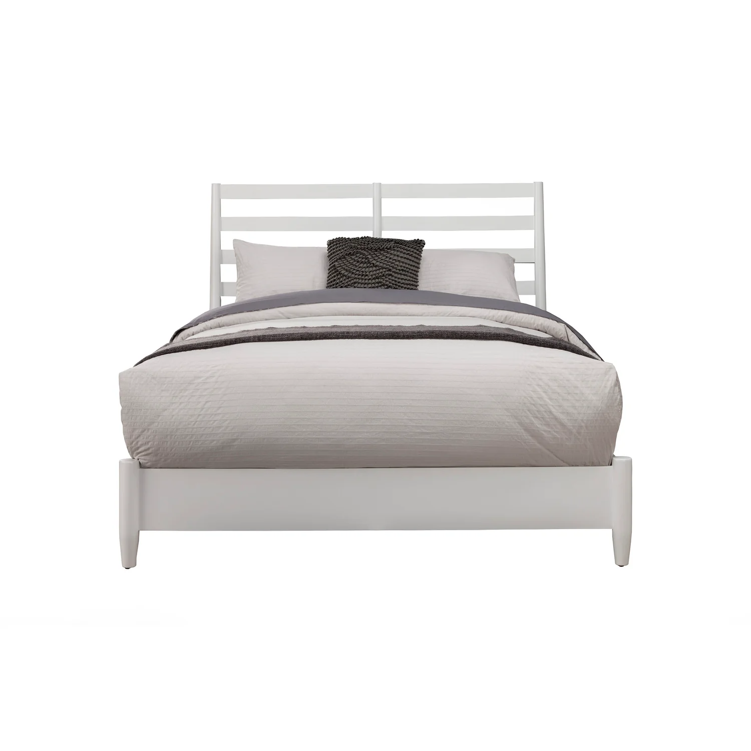 Alpine Furniture Flynn Retro California King Bed w/Slat Back Headboard, White 1066-W-27CK - Image 2