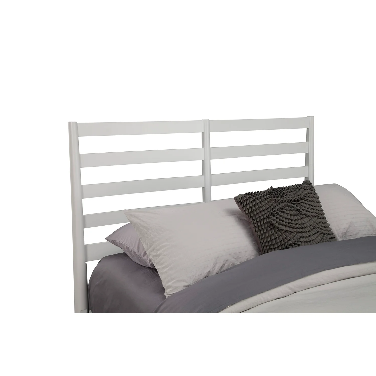 Alpine Furniture Flynn Retro California King Bed w/Slat Back Headboard, White 1066-W-27CK - Image 5