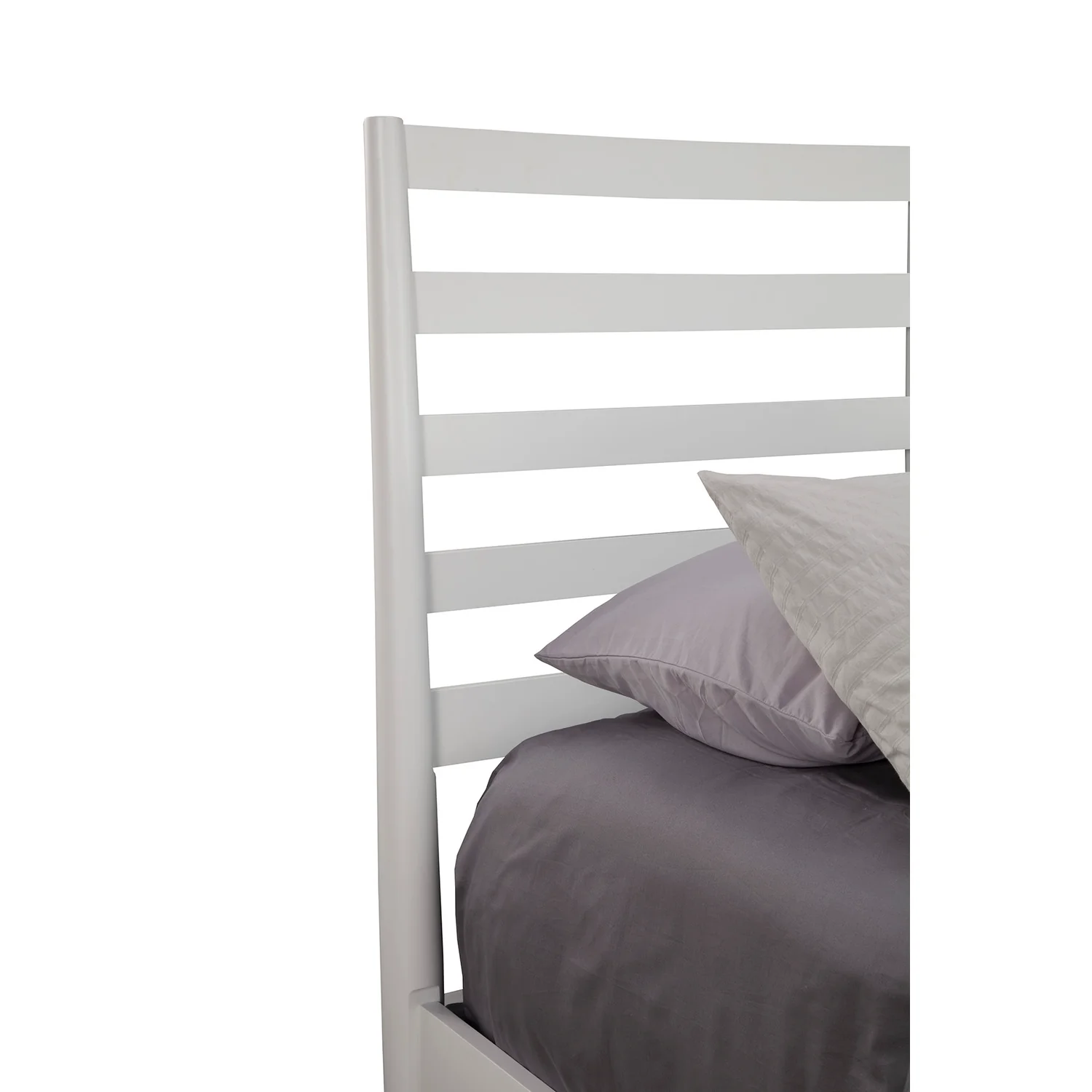 Alpine Furniture Flynn Retro California King Bed w/Slat Back Headboard, White 1066-W-27CK - Image 6