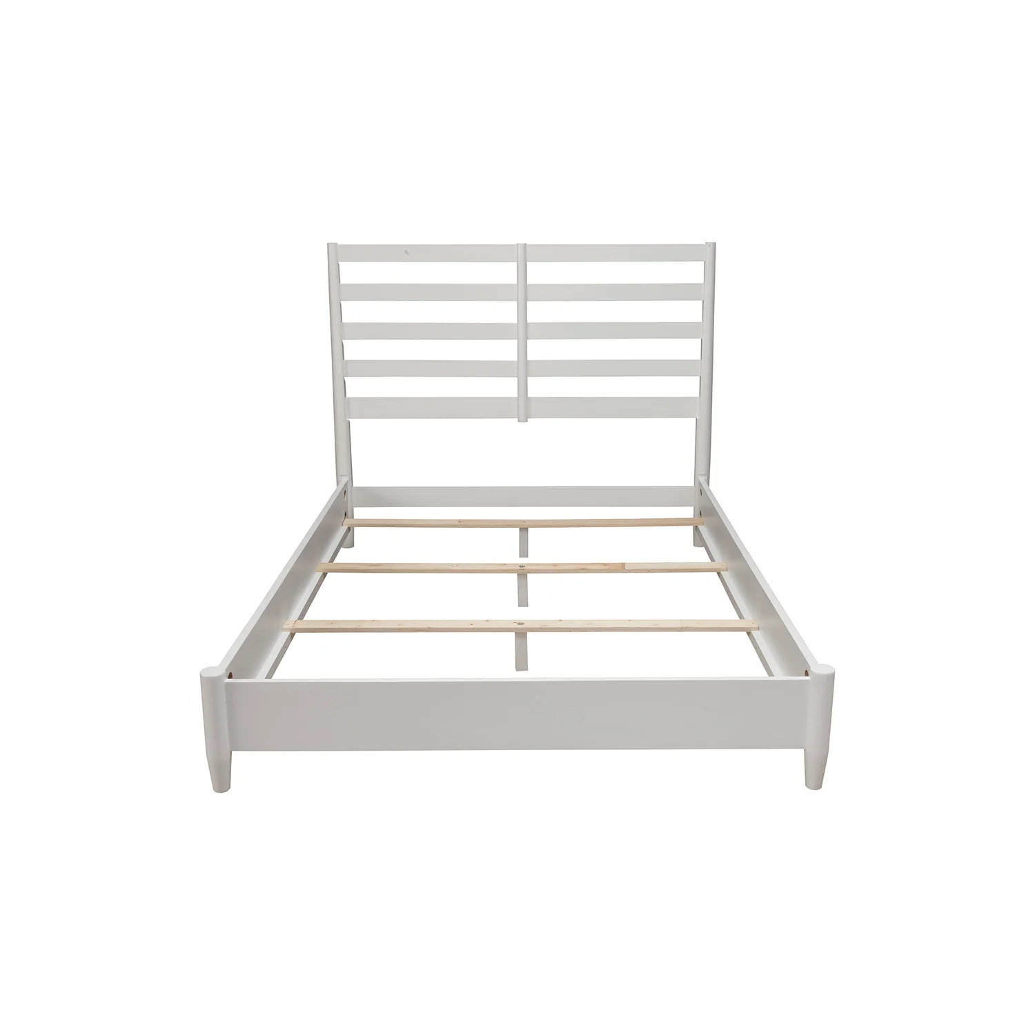 Alpine Furniture Flynn Retro California King Bed w/Slat Back Headboard, White 1066-W-27CK - Image 7