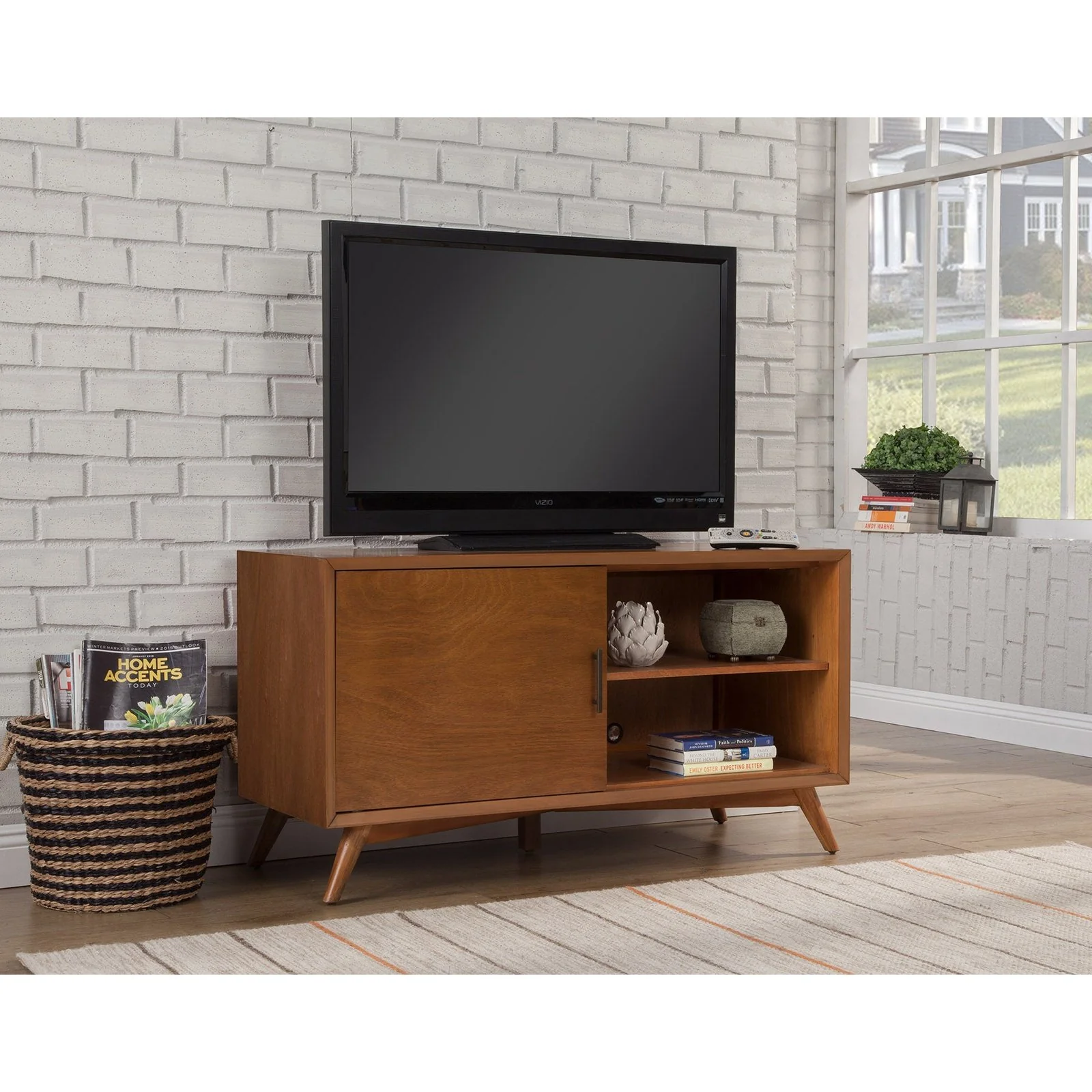 Alpine Furniture Flynn Small TV Console, Acorn 966-15 - Image 2