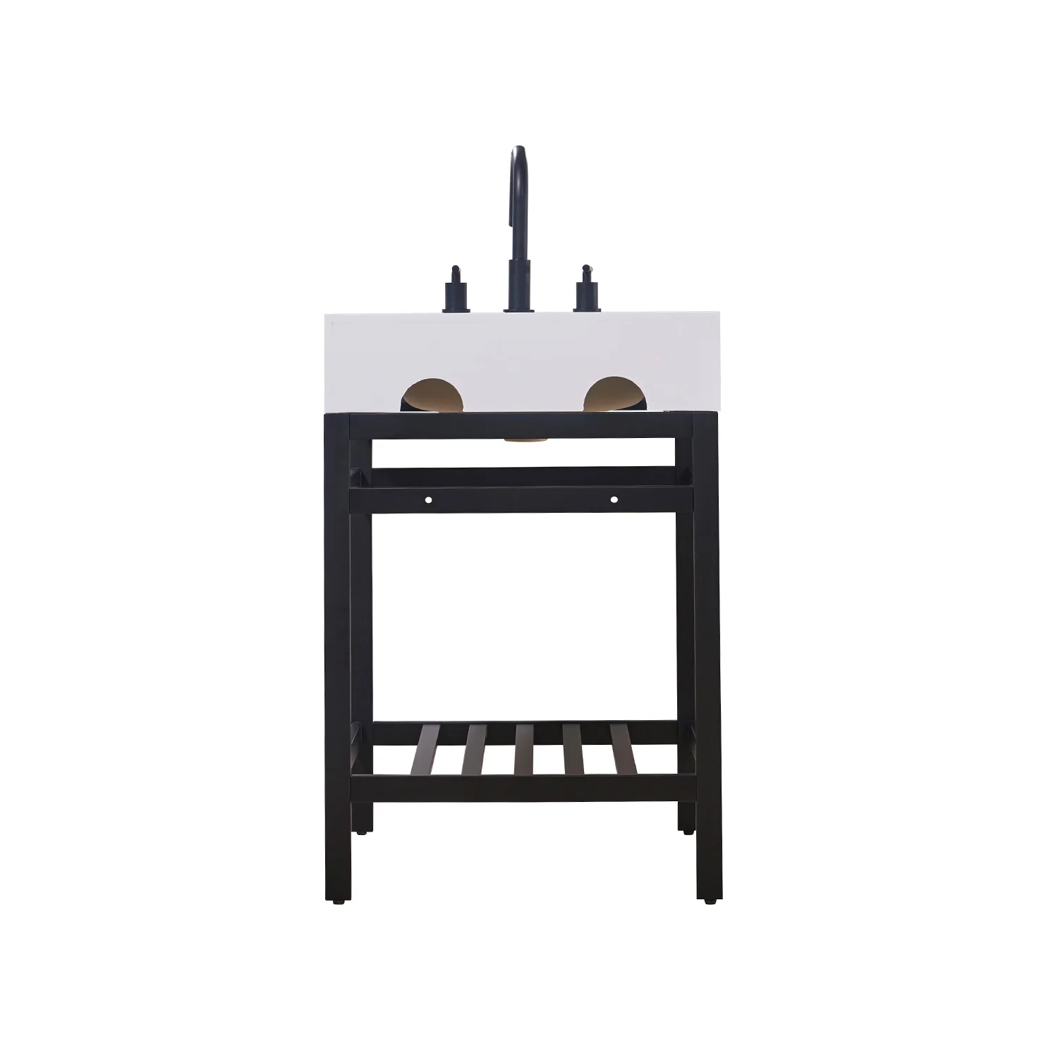 Altair Design Edolo 24" Single Stainless Steel Vanity Console in Matt Black with Snow White Stone Countertop - Image 16