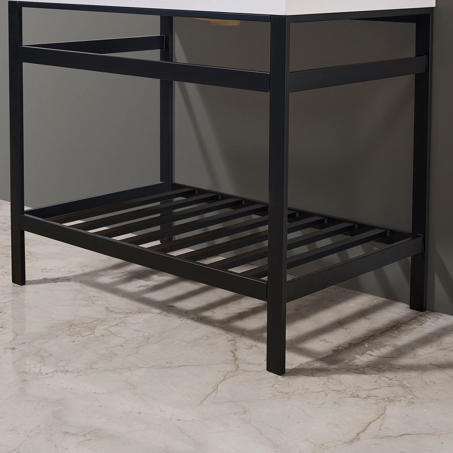 Altair Design Edolo 36" Single Stainless Steel Vanity Console in Matt Black with Snow White Stone Countertop - Image 10