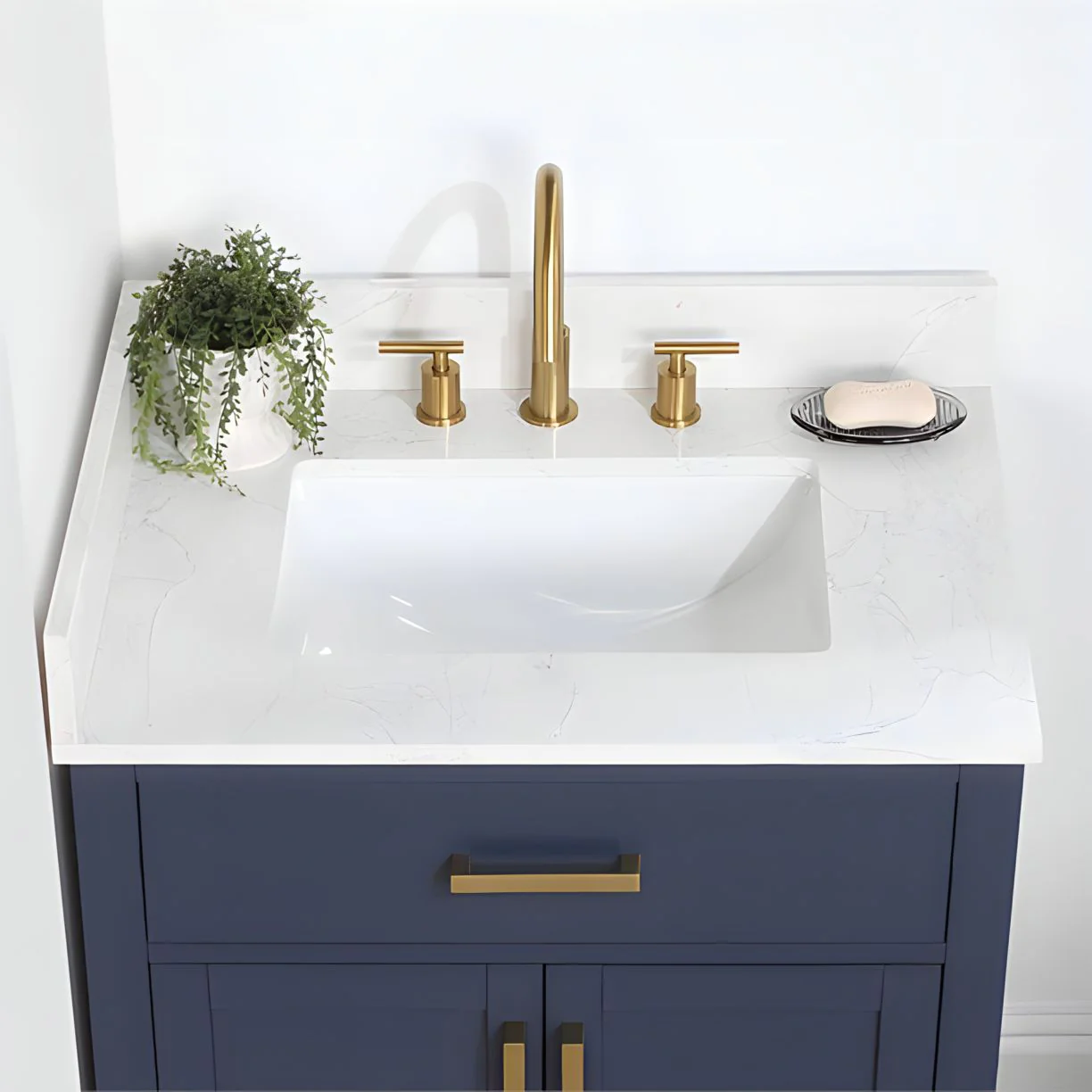Altair Design Gavino 30" Single Bathroom Vanity in Royal Blue with Grain White Composite Stone Countertop - Image 14