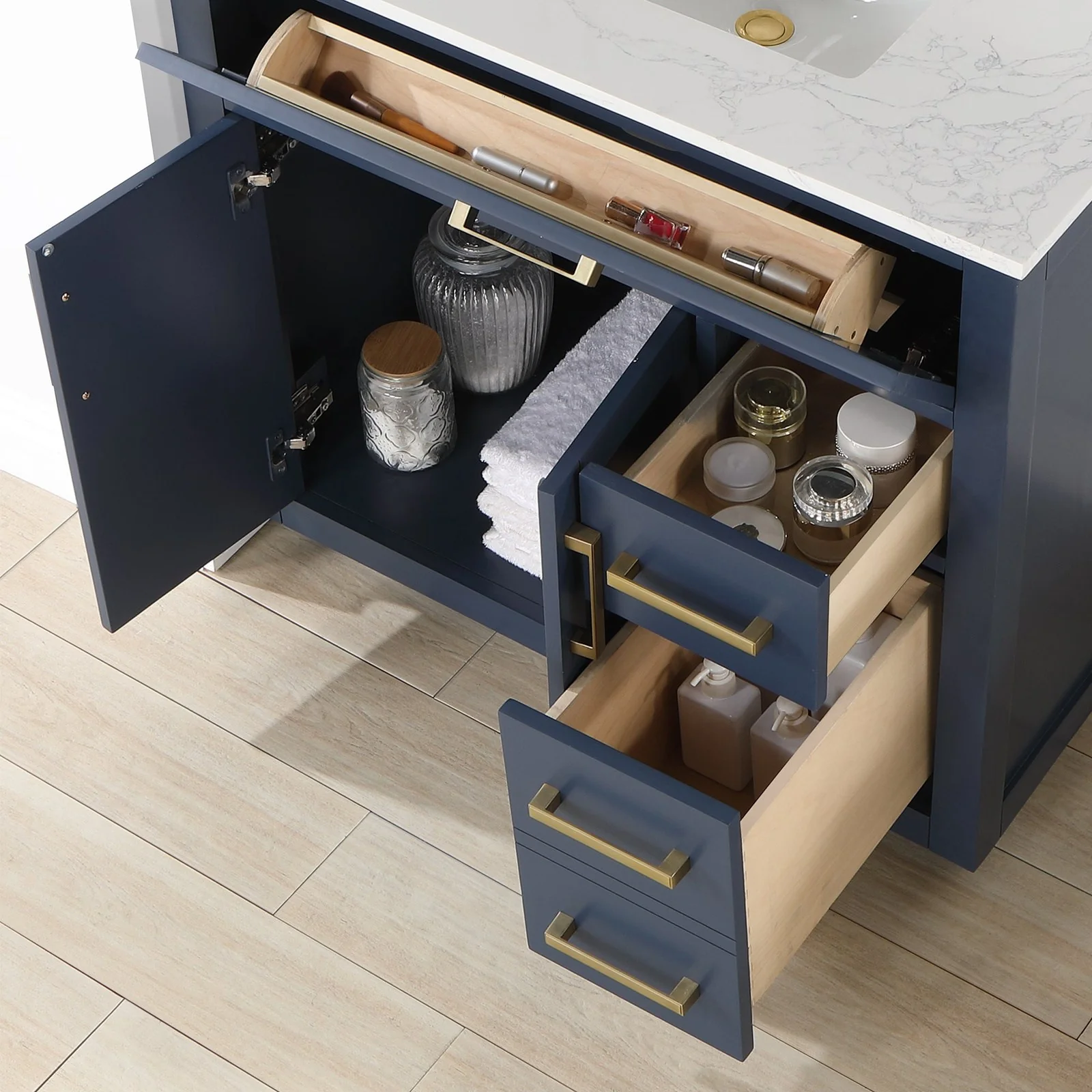 Altair Design Gavino 36" Single Bathroom Vanity in Royal Blue with Grain White Composite Stone Countertop - Image 12