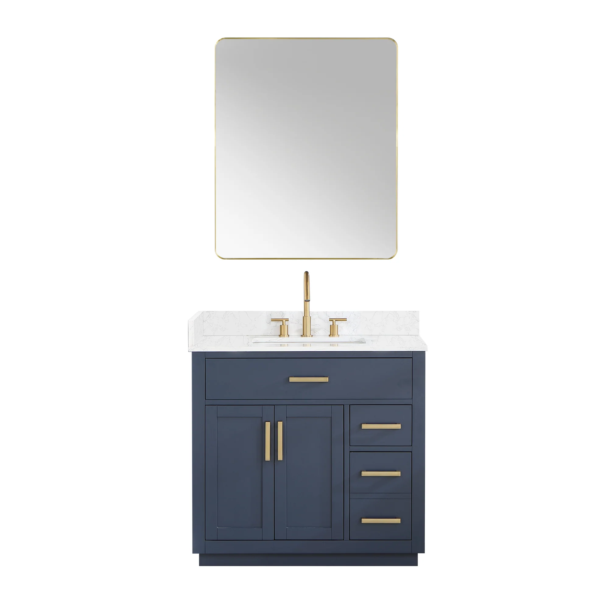 Altair Design Gavino 36" Single Bathroom Vanity in Royal Blue with Grain White Composite Stone Countertop - Image 2