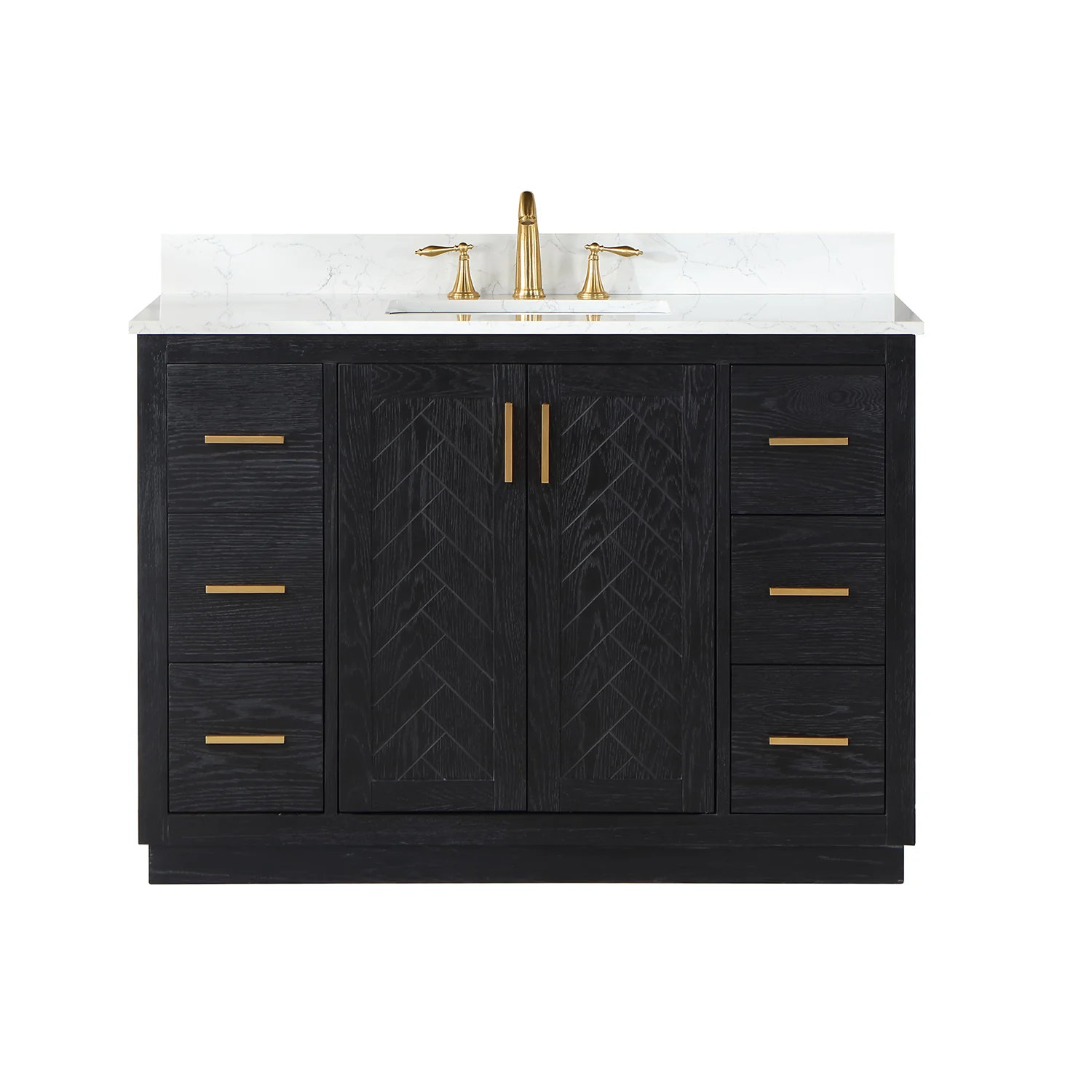Altair Design Gazsi 48" Single Bathroom Vanity Set in Black Oak with Grain White Composite Stone Countertop - Image 10