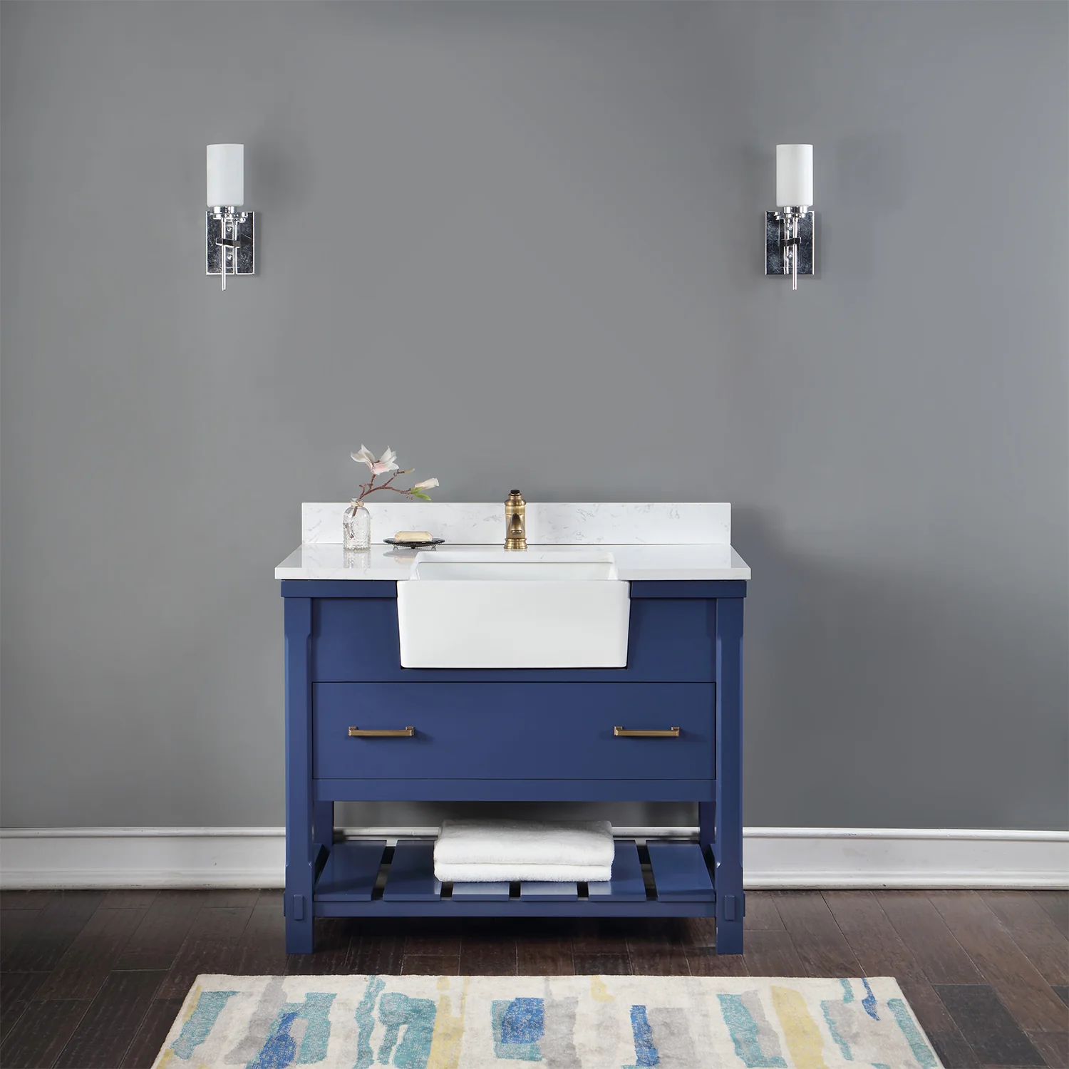 Altair Design Georgia 42" Single Bathroom Vanity Set in Jewelry Blue and Aosta White Composite Stone Top with White Farmhouse Basin - Image 11