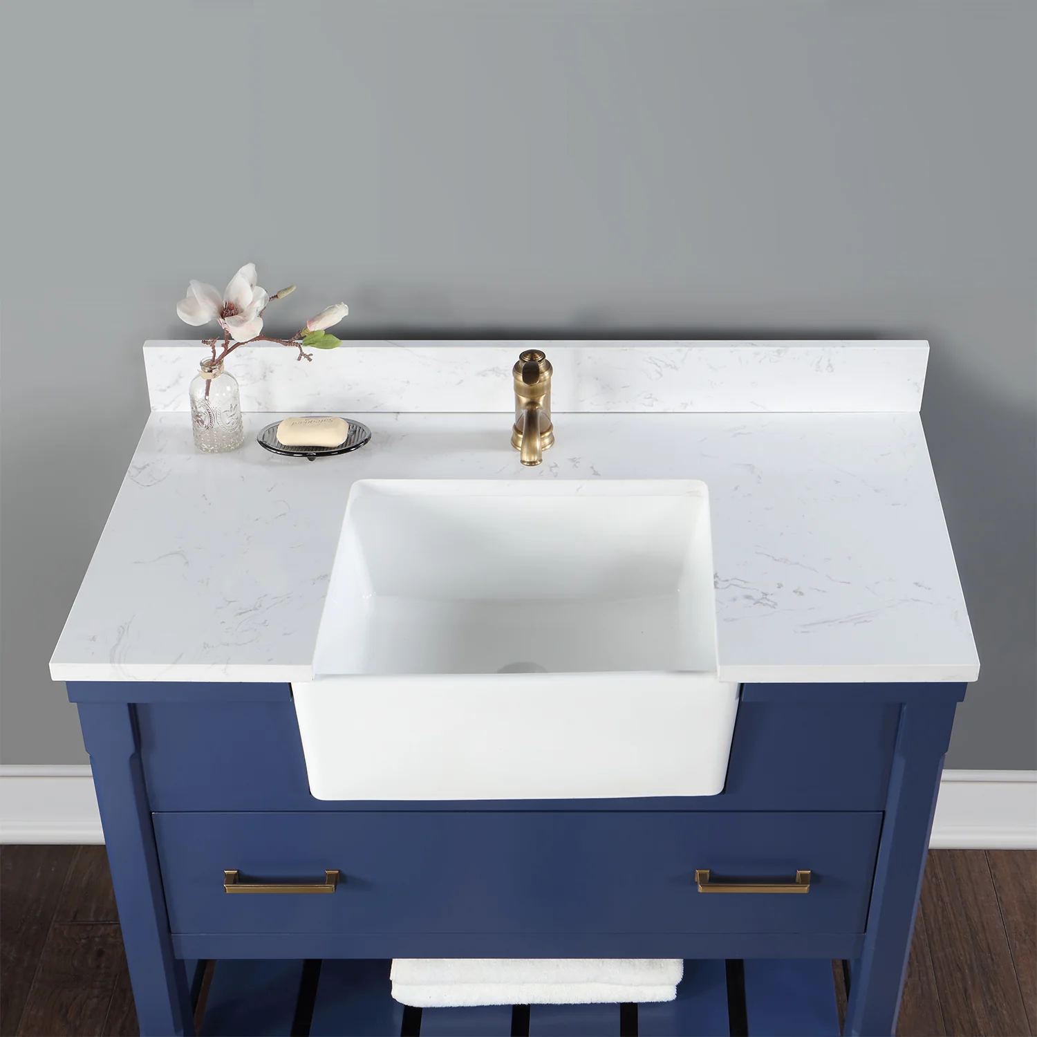 Altair Design Georgia 42" Single Bathroom Vanity Set in Jewelry Blue and Aosta White Composite Stone Top with White Farmhouse Basin - Image 18