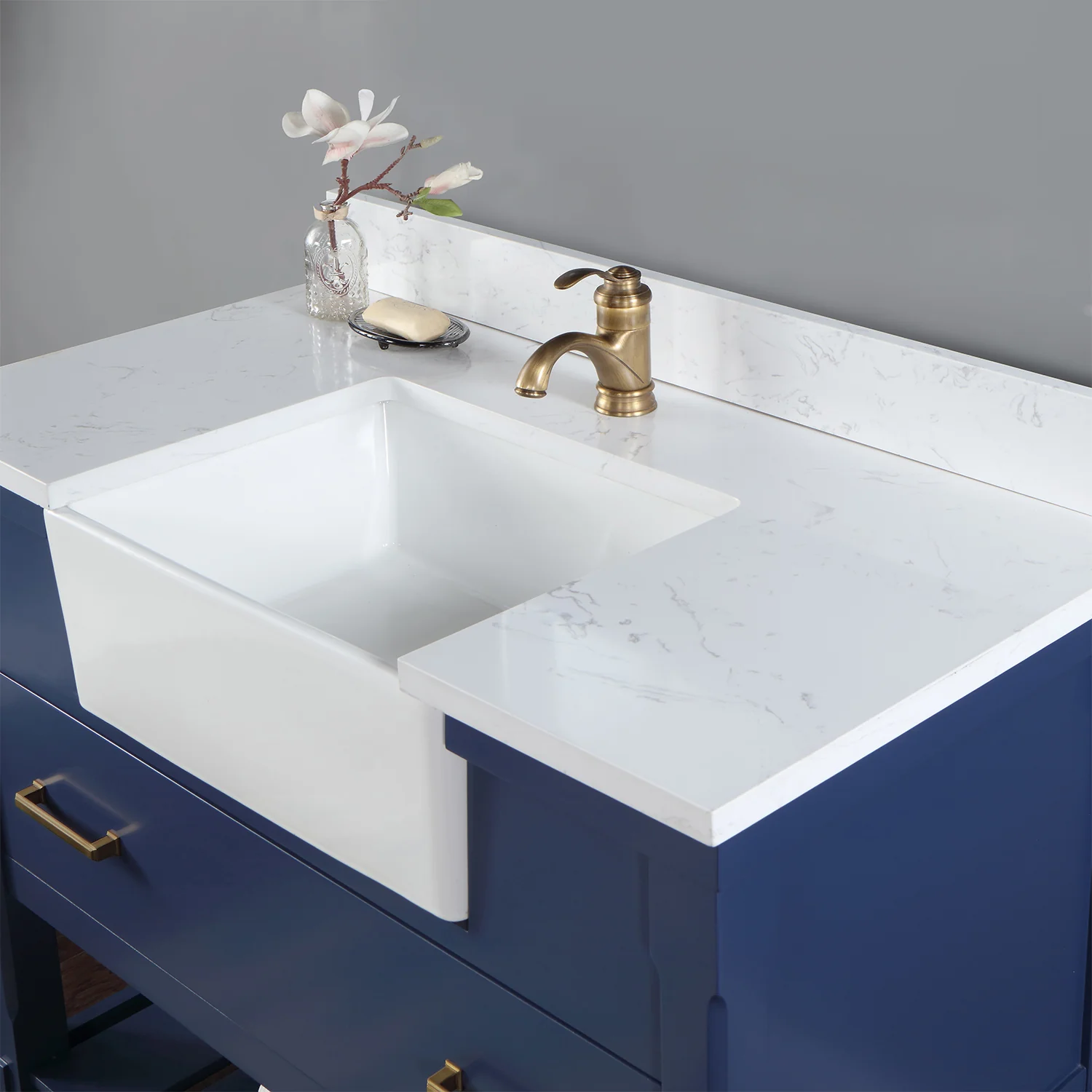 Altair Design Georgia 42" Single Bathroom Vanity Set in Jewelry Blue and Aosta White Composite Stone Top with White Farmhouse Basin - Image 19