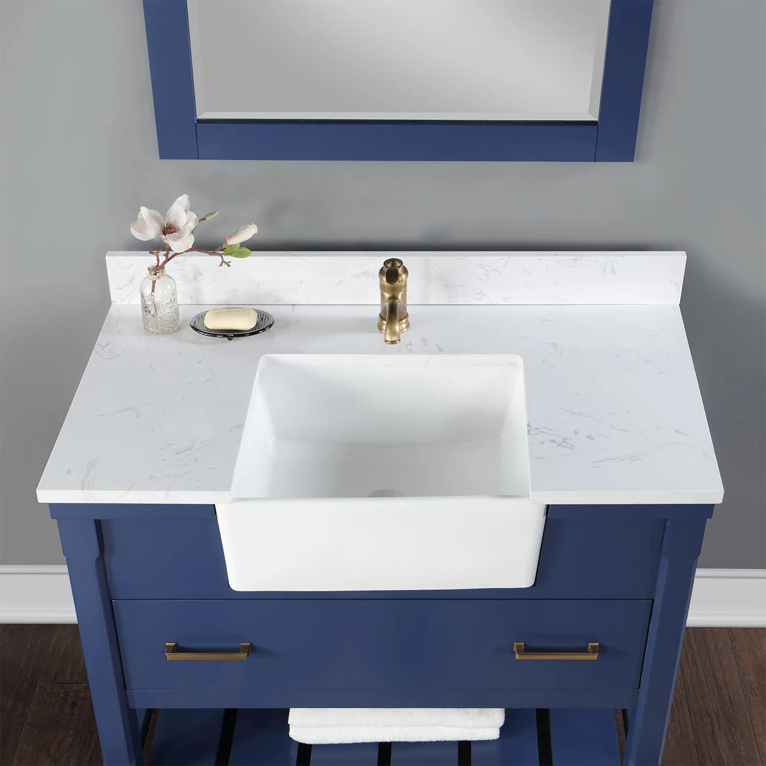Altair Design Georgia 42" Single Bathroom Vanity Set in Jewelry Blue and Aosta White Composite Stone Top with White Farmhouse Basin - Image 8