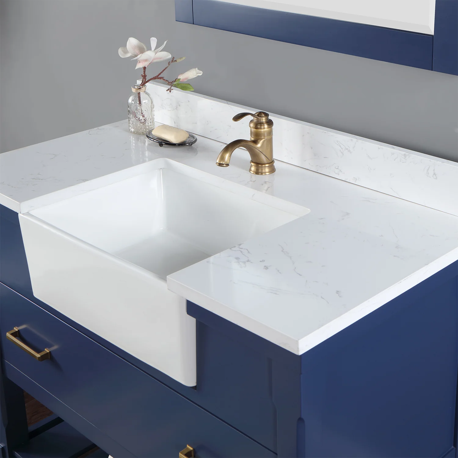 Altair Design Georgia 42" Single Bathroom Vanity Set in Jewelry Blue and Aosta White Composite Stone Top with White Farmhouse Basin - Image 9