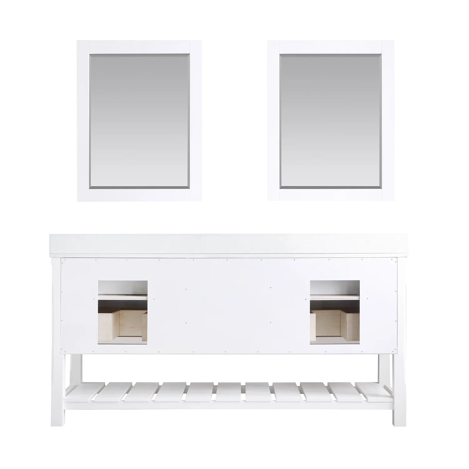 Altair Design Georgia 72" Double Bathroom Vanity Set in White and Aosta White Composite Stone Top with White Farmhouse Basin - Image 11