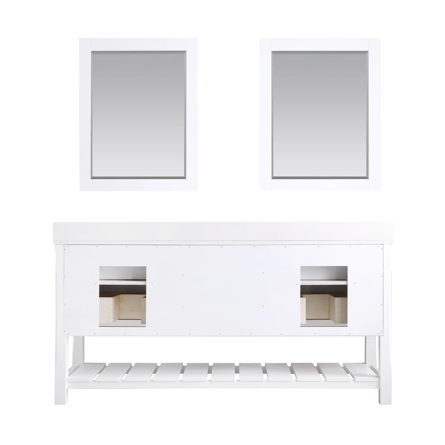 Altair Design Georgia 72" Double Bathroom Vanity Set in White and Aosta White Composite Stone Top with White Farmhouse Basin - Image 12