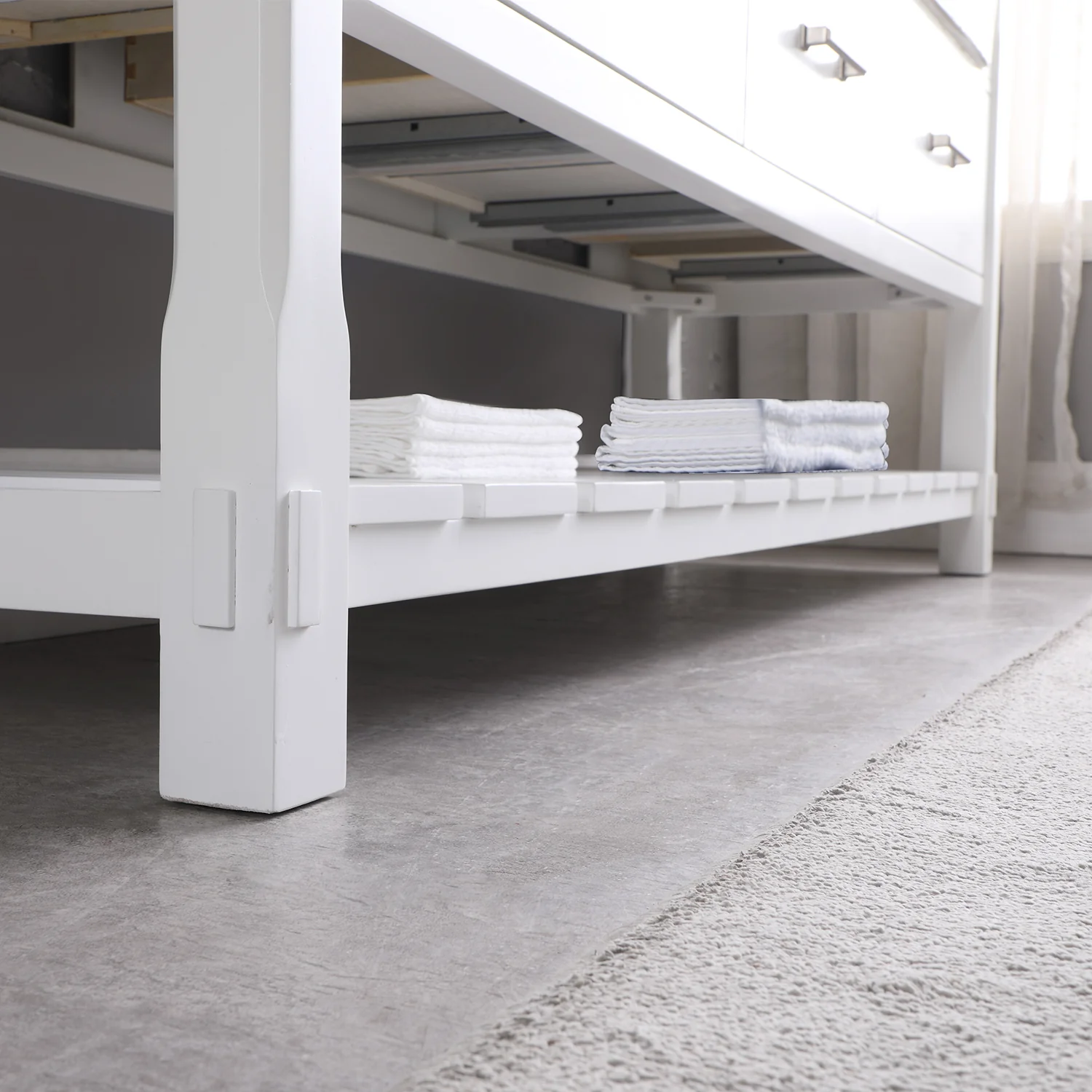 Altair Design Georgia 72" Double Bathroom Vanity Set in White and Aosta White Composite Stone Top with White Farmhouse Basin - Image 14