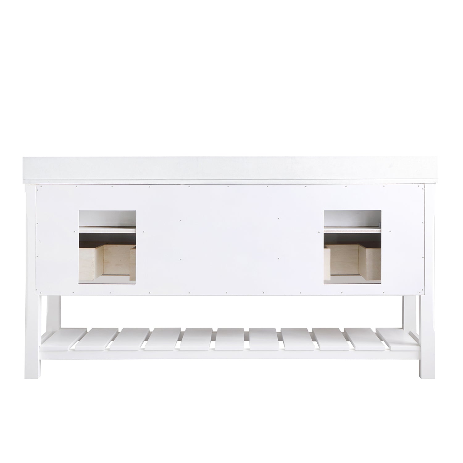 Altair Design Georgia 72" Double Bathroom Vanity Set in White and Aosta White Composite Stone Top with White Farmhouse Basin - Image 15