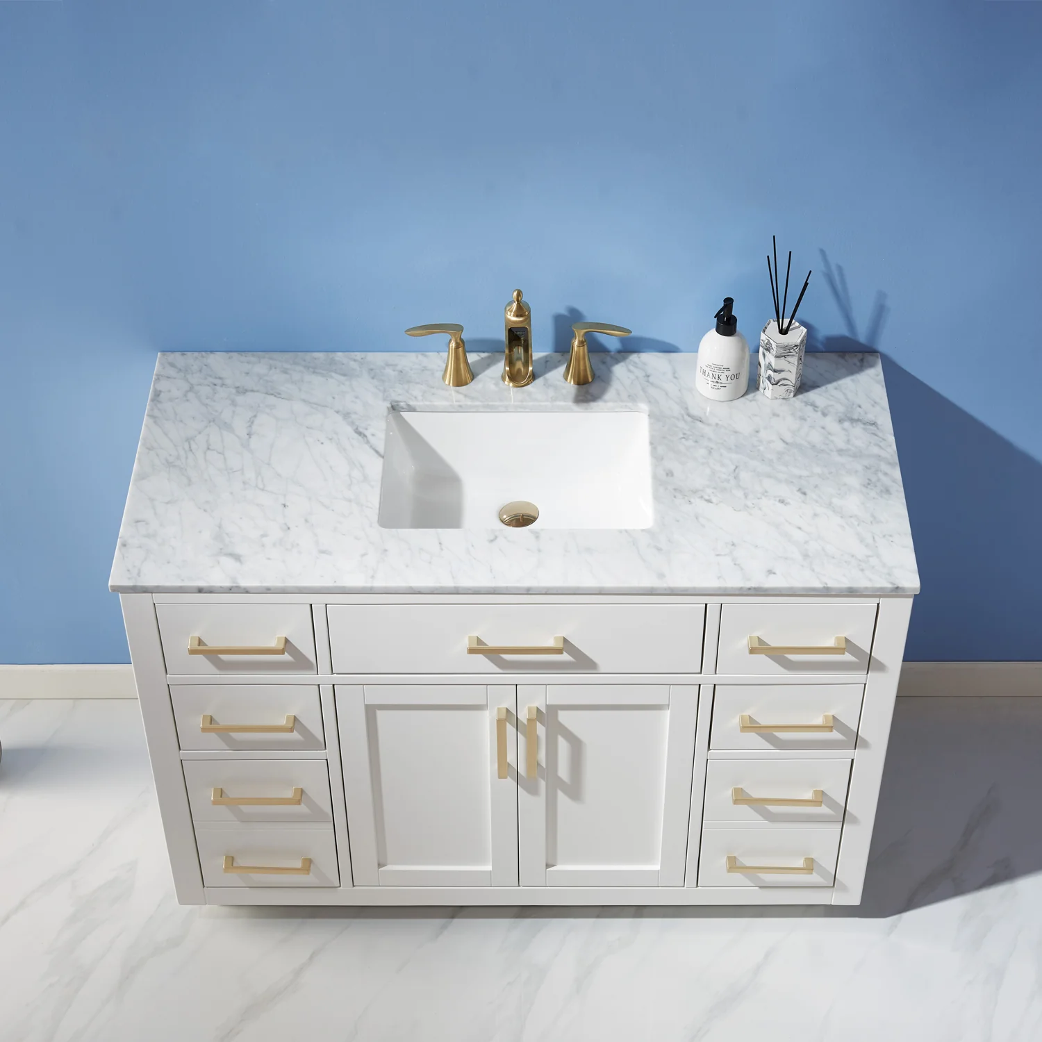 Altair Design Ivy 48" Single Bathroom Vanity Set in White and Carrara White Marble Countertop - Image 13