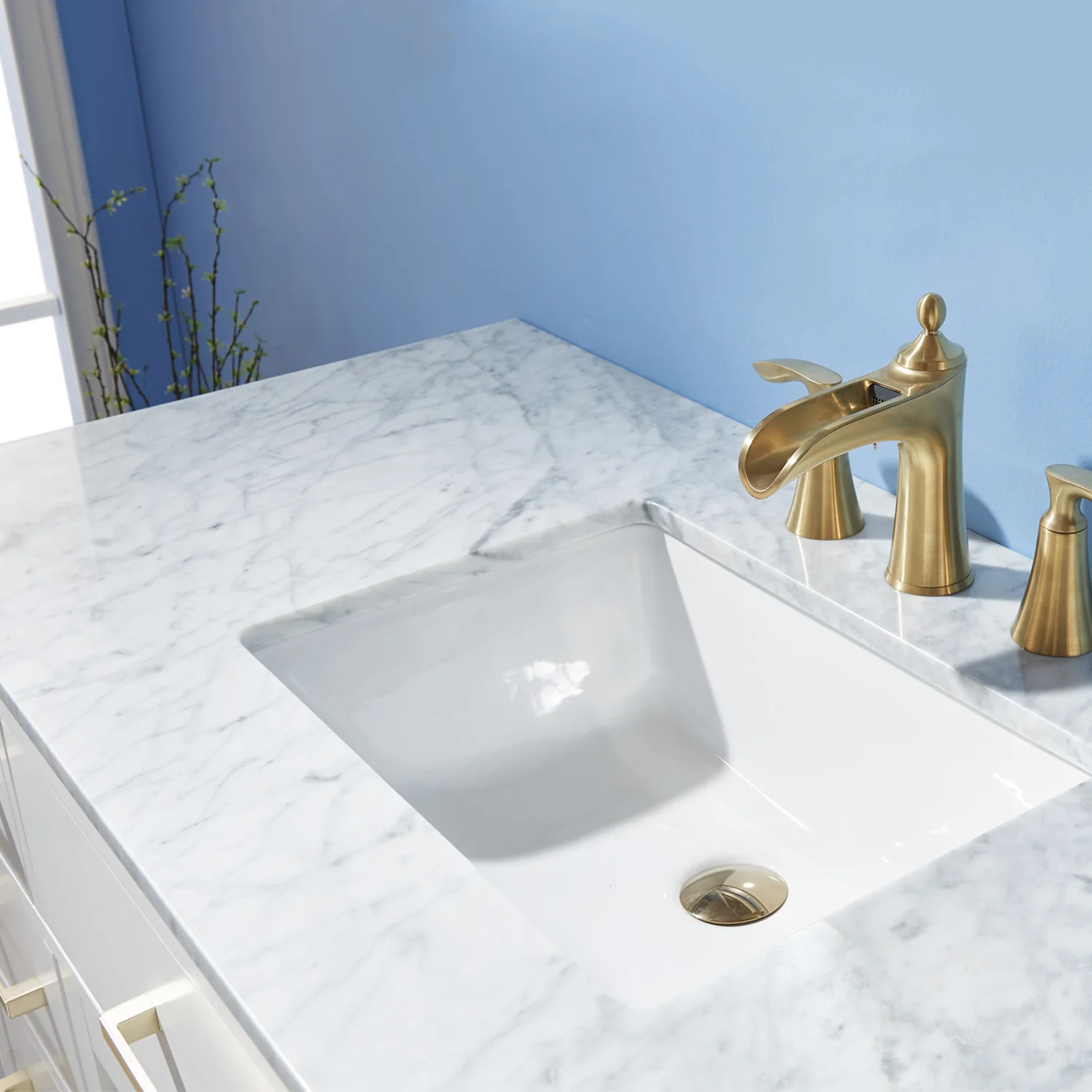 Altair Design Ivy 48" Single Bathroom Vanity Set in White and Carrara White Marble Countertop - Image 14