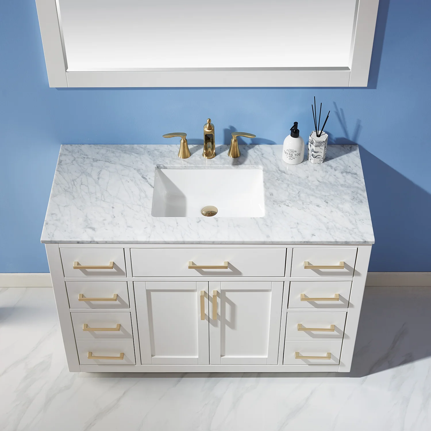 Altair Design Ivy 48" Single Bathroom Vanity Set in White and Carrara White Marble Countertop - Image 5