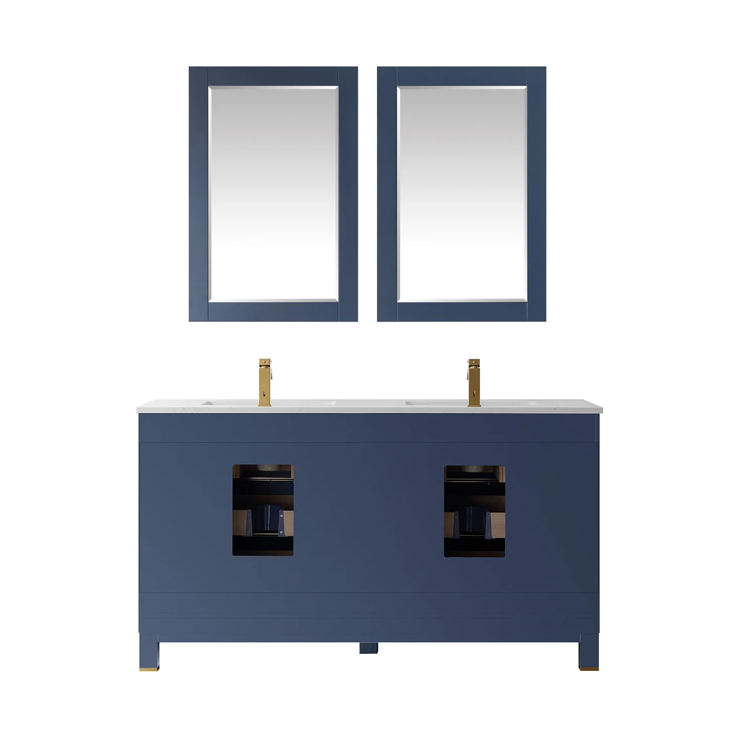 Altair Design Jackson 60" Double Bathroom Vanity Set in Royal Blue and Aosta White Composite Stone Countertop - Image 10