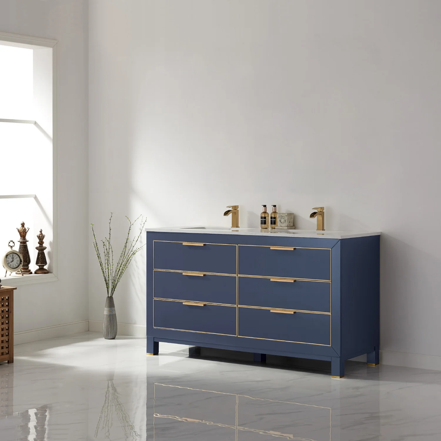 Altair Design Jackson 60" Double Bathroom Vanity Set in Royal Blue and Aosta White Composite Stone Countertop - Image 13
