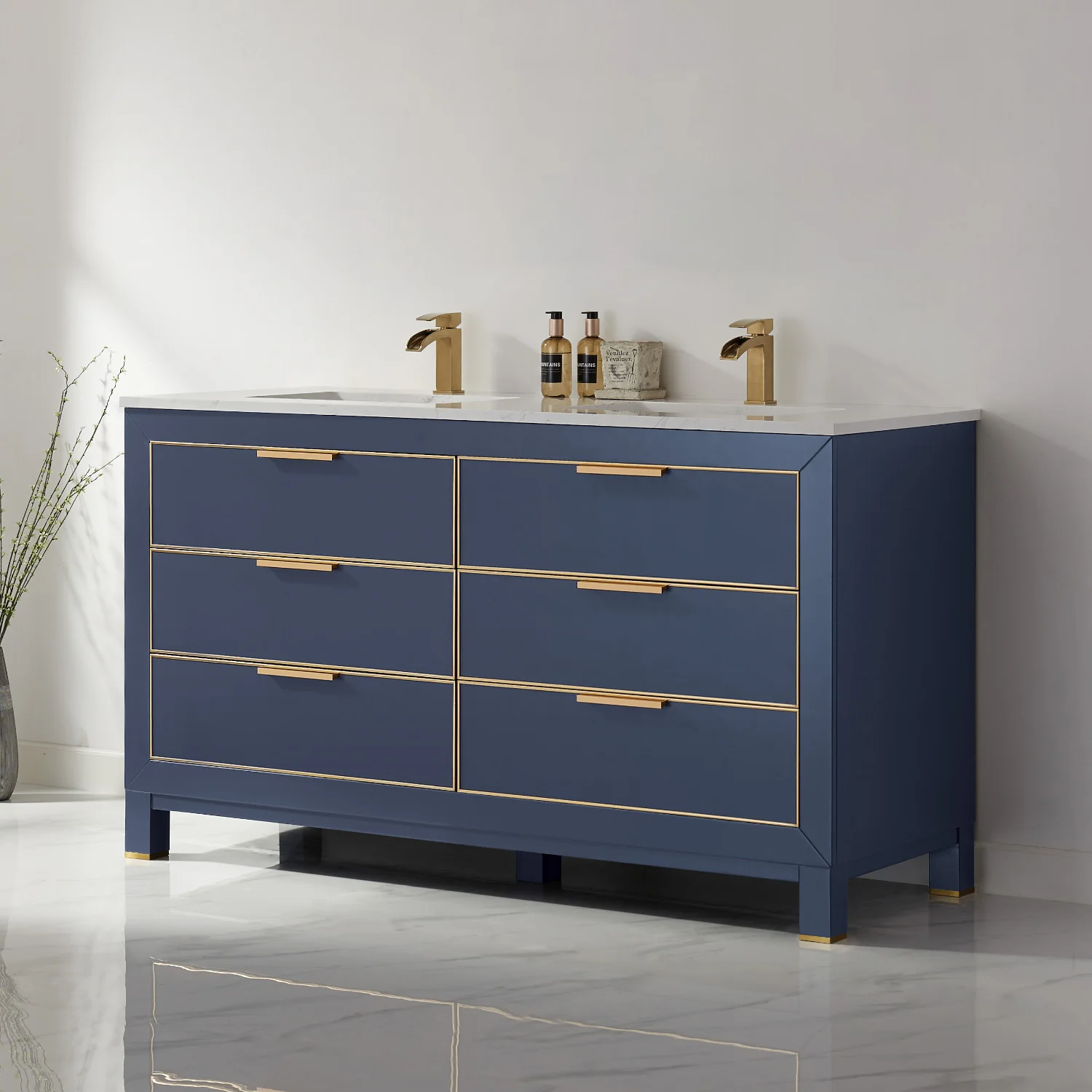 Altair Design Jackson 60" Double Bathroom Vanity Set in Royal Blue and Aosta White Composite Stone Countertop - Image 14