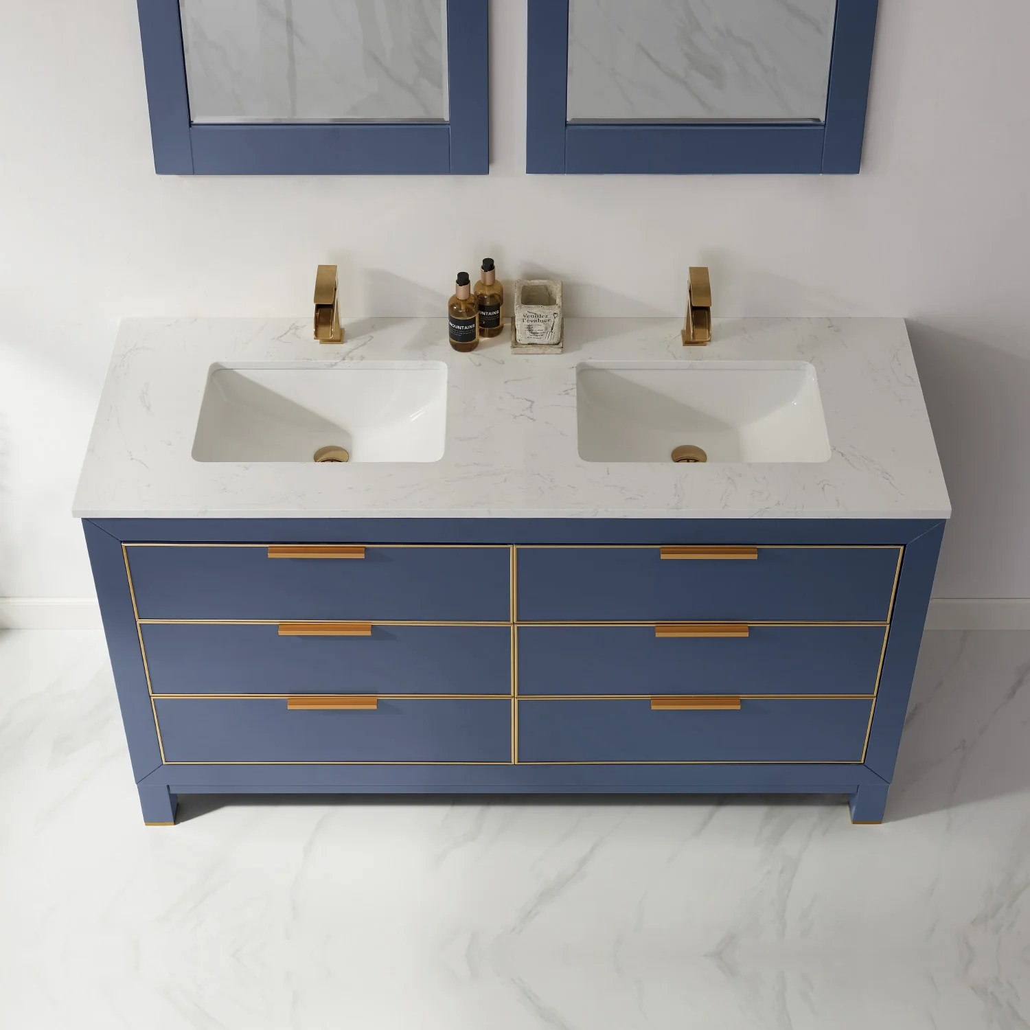 Altair Design Jackson 60" Double Bathroom Vanity Set in Royal Blue and Aosta White Composite Stone Countertop - Image 8
