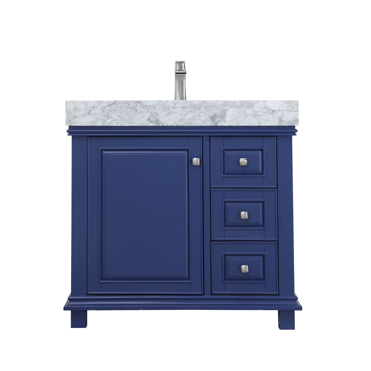 Altair Design Jardin 36" Single Bathroom Vanity Set in Jewelry Blue and Carrara White Marble Countertop - Image 10