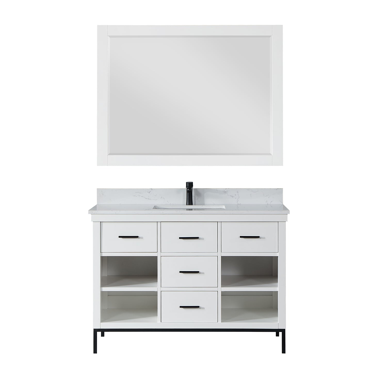 Altair Design Kesia 48" Single Bathroom Vanity Set in White with Aosta White Composite Stone Countertop - Image 2