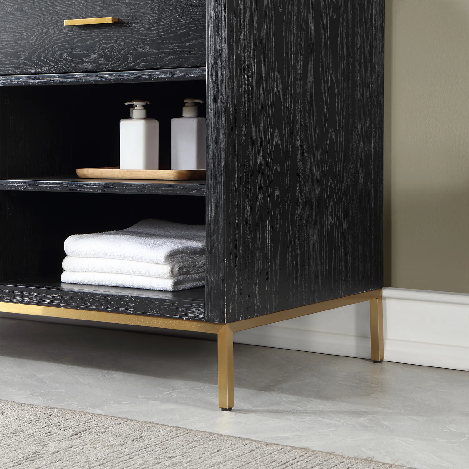 Altair Design Kesia 60" Double Bathroom Vanity Set in Black Oak with Aosta White Composite Stone Countertop - Image 12