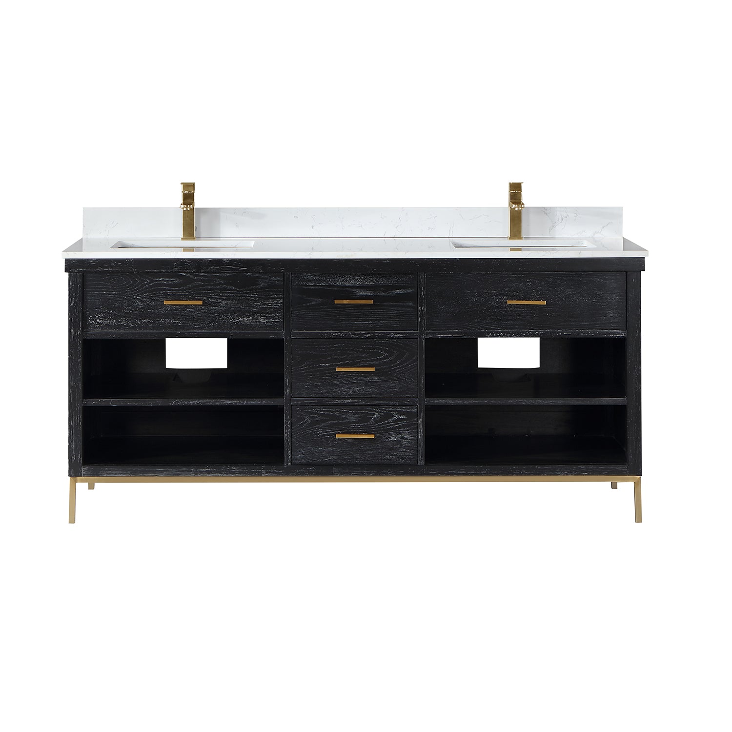 Altair Design Kesia 72" Double Bathroom Vanity Set in Black Oak with Aosta White Composite Stone Countertop - Image 10