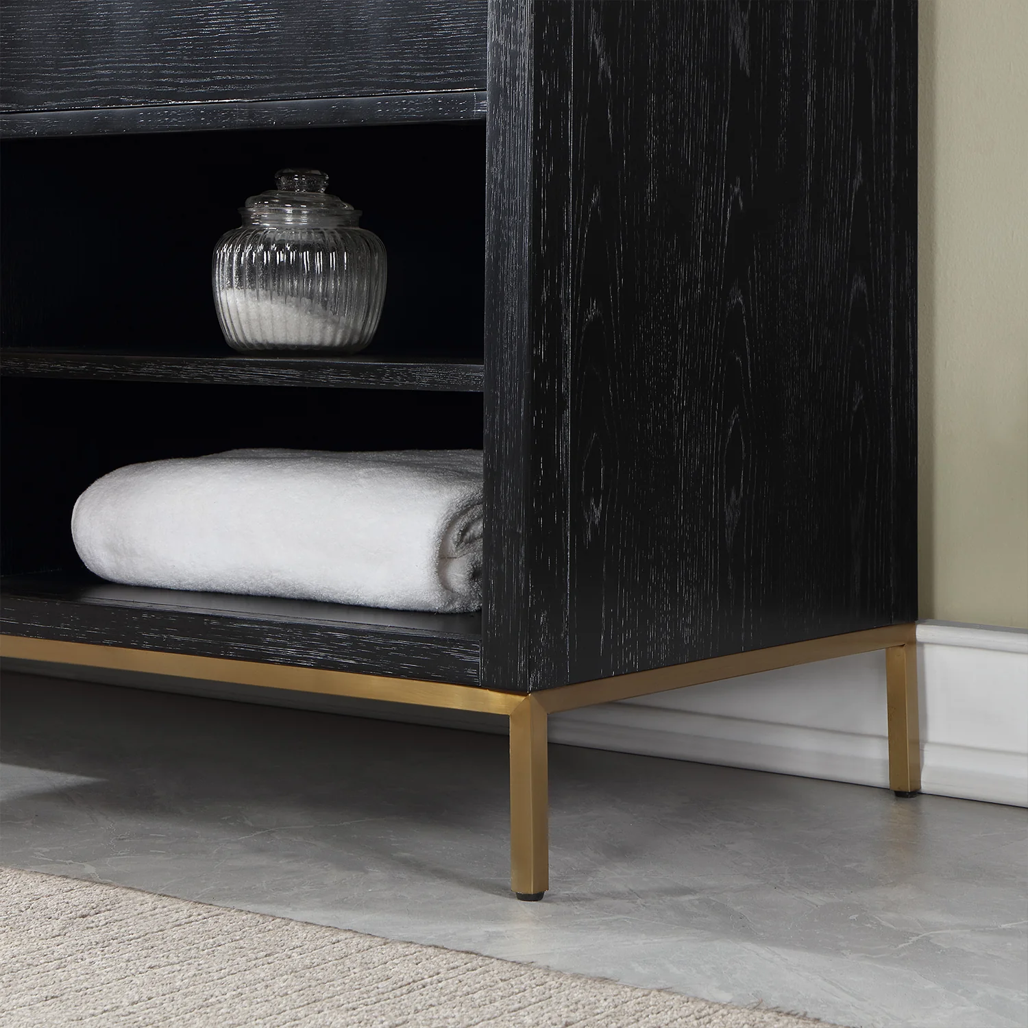 Altair Design Kesia 72" Double Bathroom Vanity Set in Black Oak with Aosta White Composite Stone Countertop - Image 12