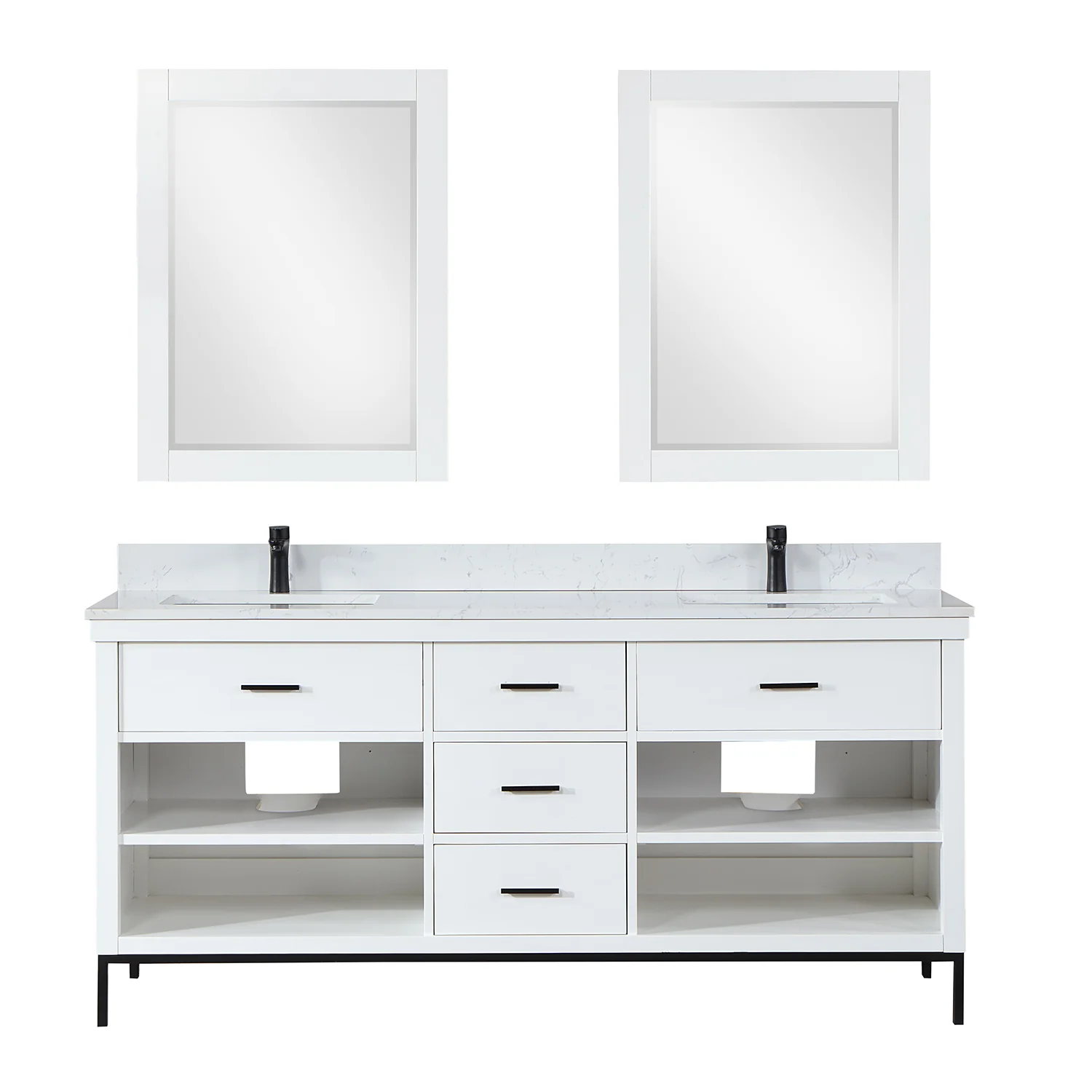 Altair Design Kesia 72" Double Bathroom Vanity Set in White with Aosta White Composite Stone Countertop - Image 2