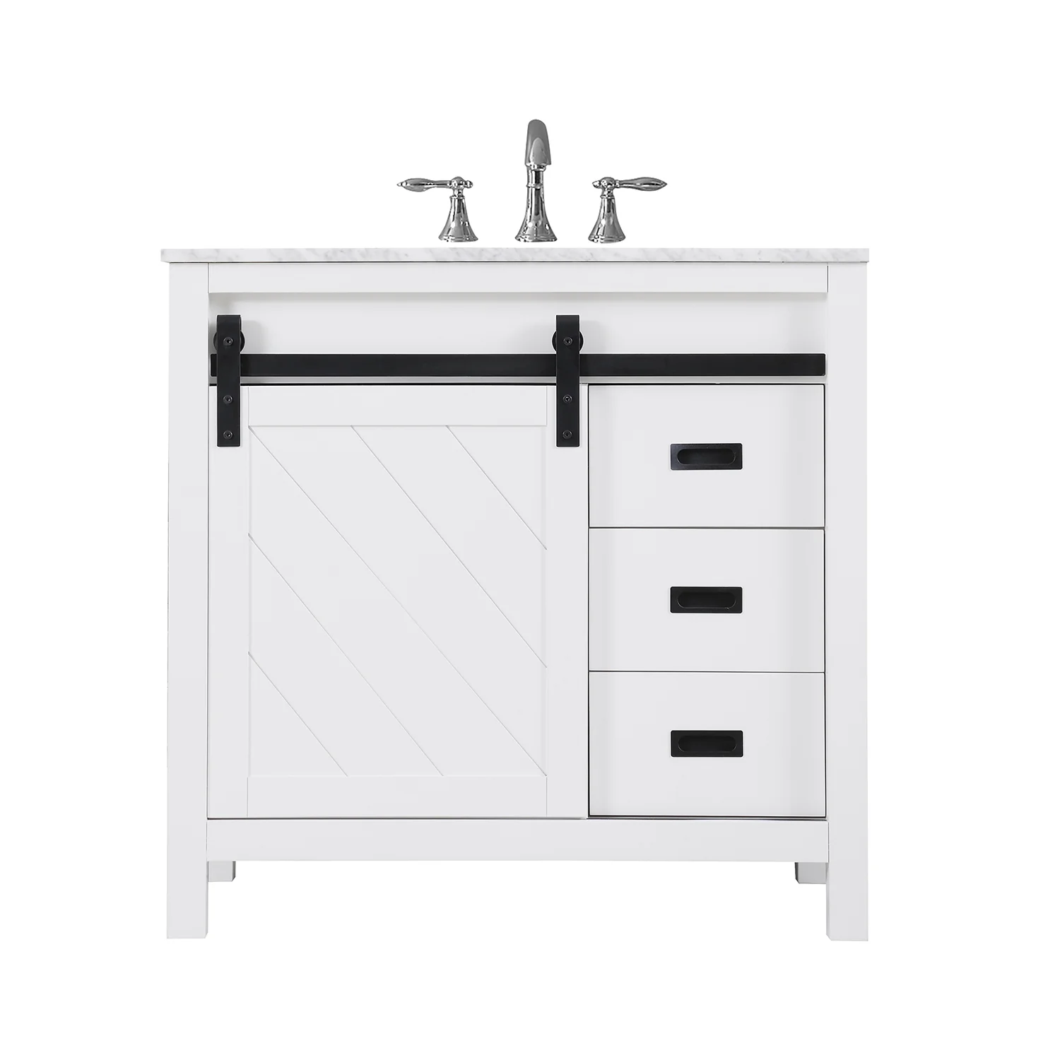 Altair Design Kinsley 36" Single Bathroom Vanity Set in White and Carrara White Marble Countertop - Image 10