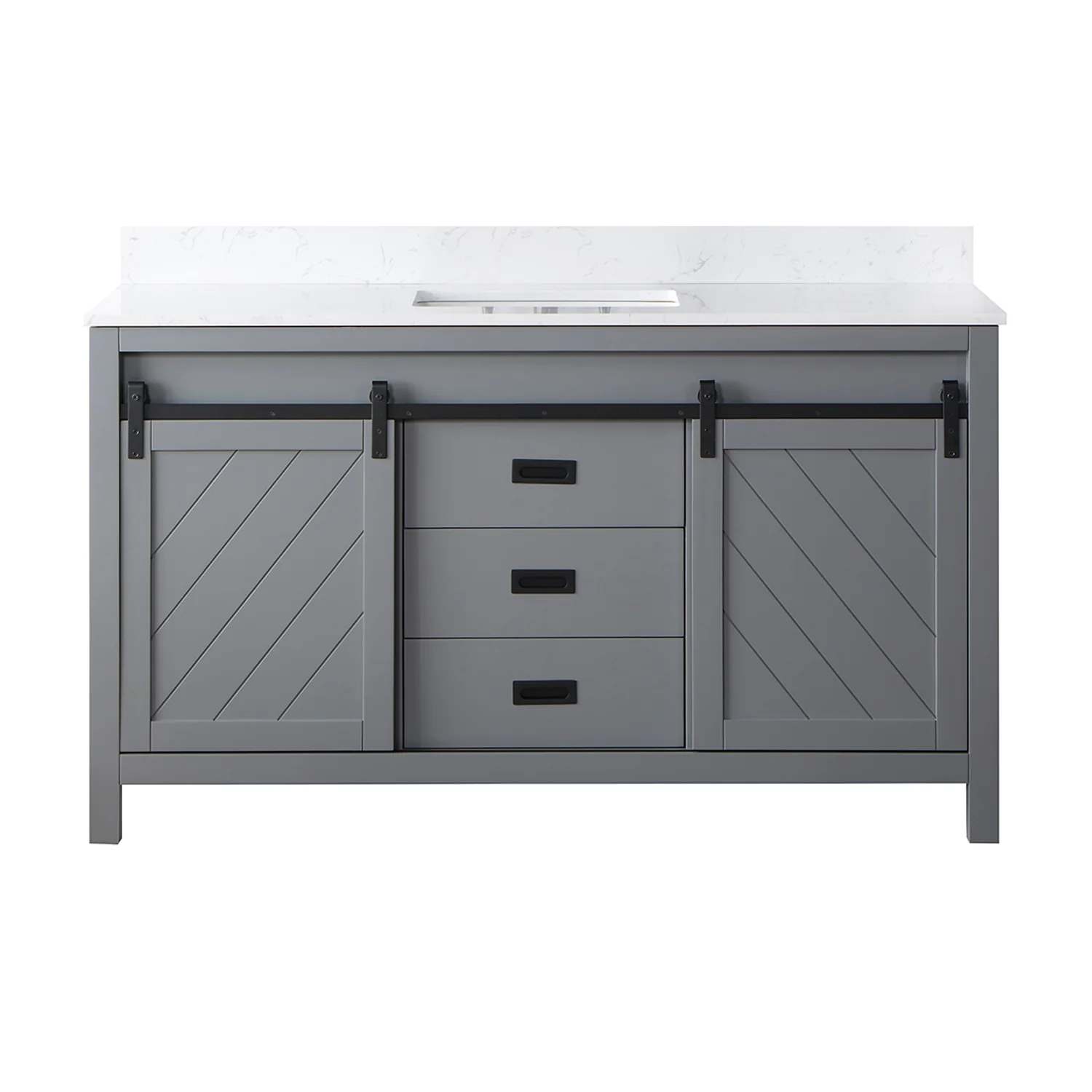 Altair Design Kinsley 60" Single Bathroom Vanity Set in Gray and Aosta White Composite Stone Countertop - Image 12