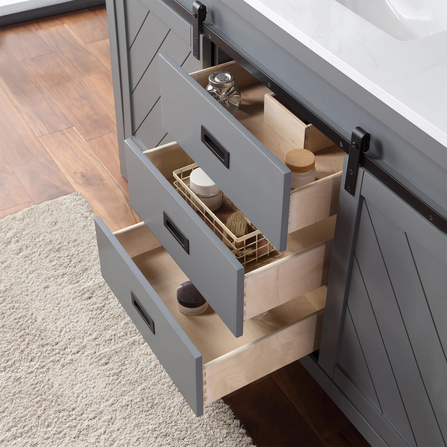 Altair Design Kinsley 60" Single Bathroom Vanity Set in Gray and Aosta White Composite Stone Countertop - Image 17