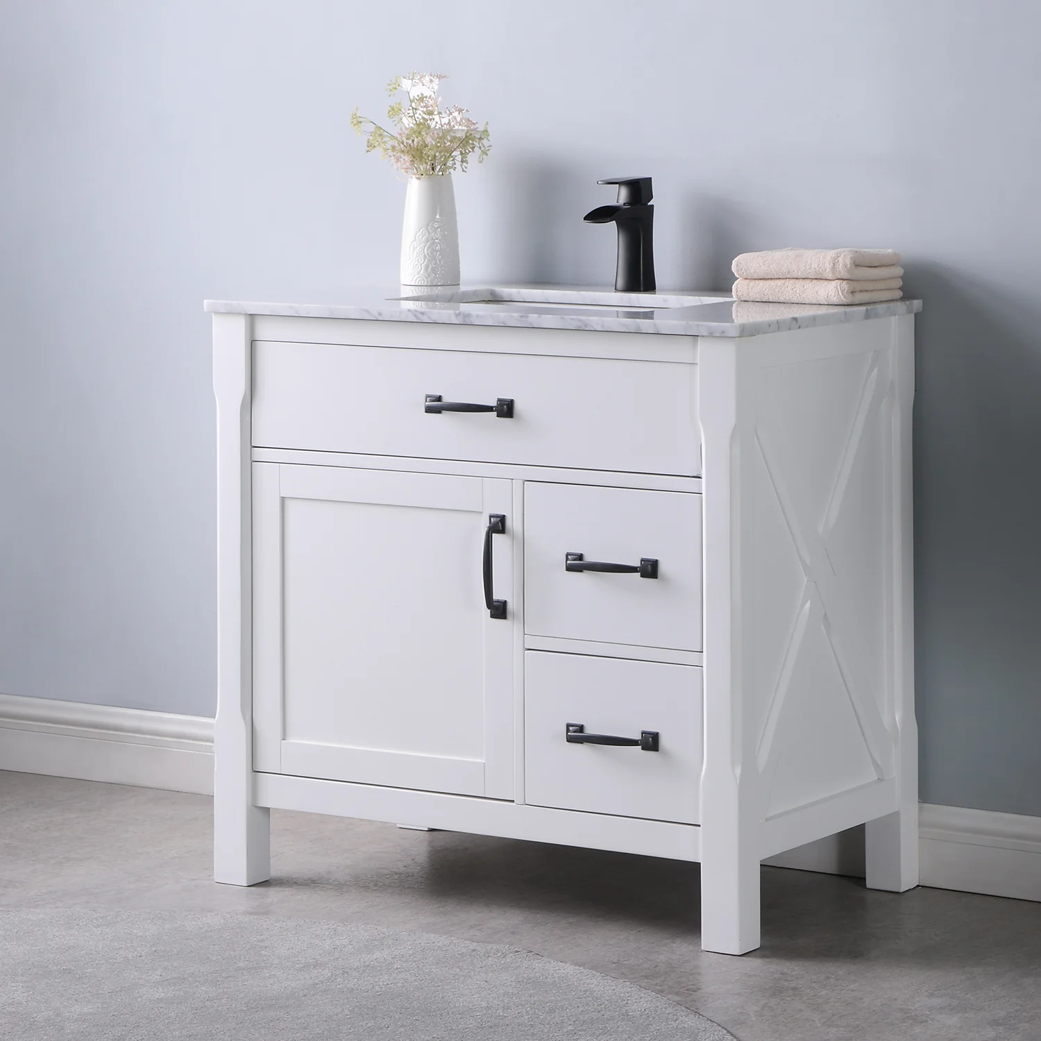 Altair Design Maribella 36" Single Bathroom Vanity Set in White and Carrara White Marble Countertop - Image 11