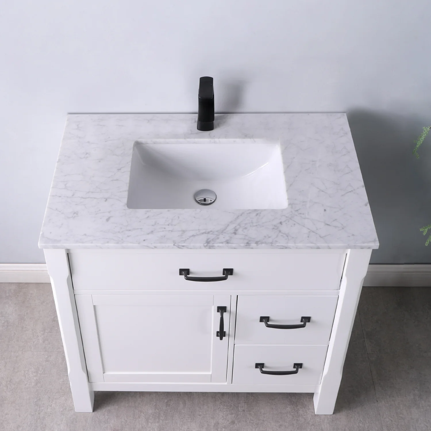 Altair Design Maribella 36" Single Bathroom Vanity Set in White and Carrara White Marble Countertop - Image 13